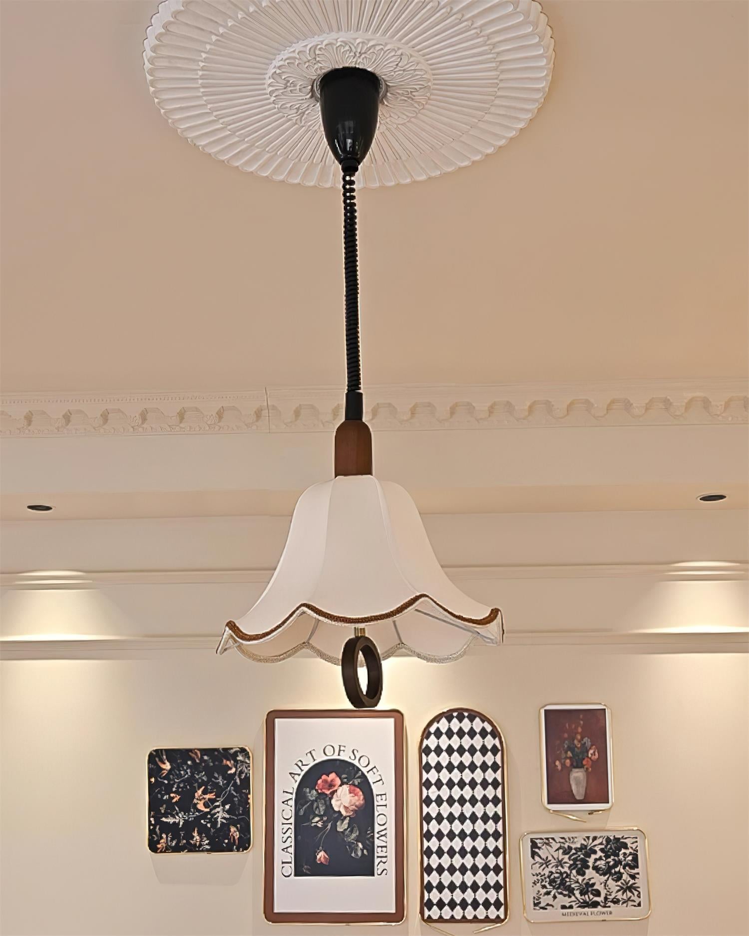 Eurvaryra Classic Elegance Fabric Wood Pendant Light - Letslighting