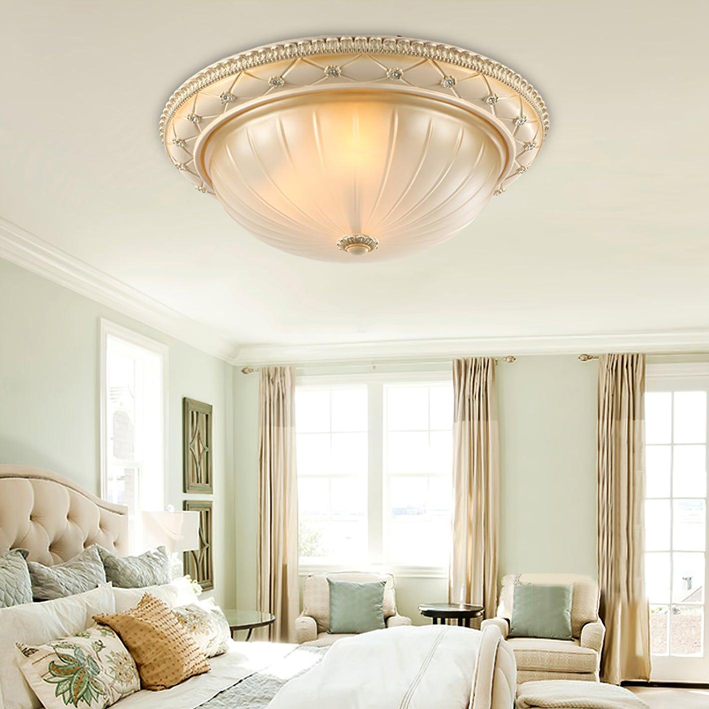 Evtalen Elegance Vintage Resin Glass Flush Ceiling Light - Letslighting