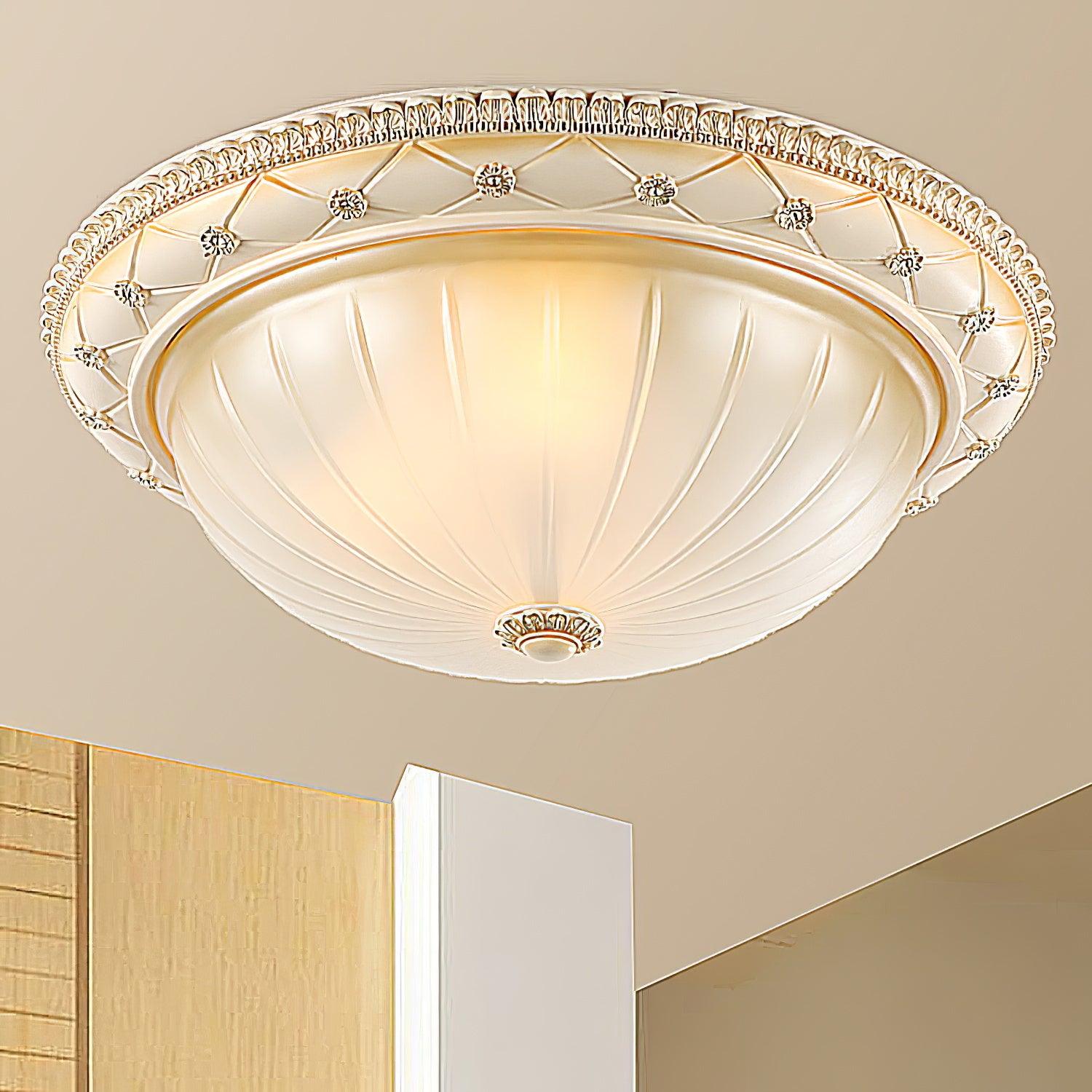 Evtalen Elegance Vintage Resin Glass Flush Ceiling Light - Letslighting