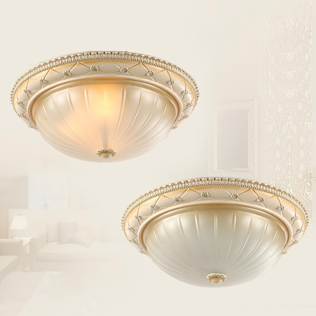 Evtalen Elegance Vintage Resin Glass Flush Ceiling Light - Letslighting