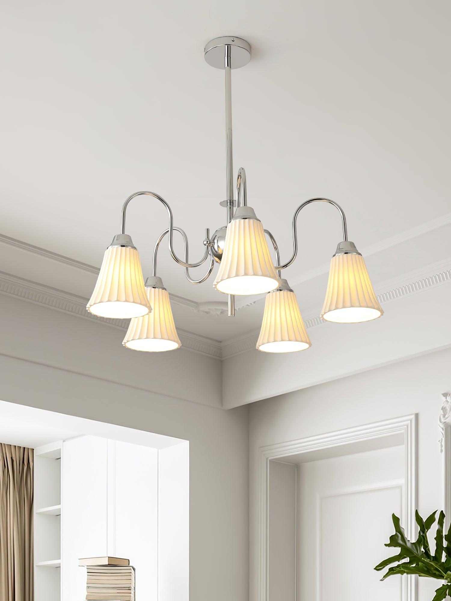 Lustra Chandelier Esther Ceramic Pleated Modern - Letslighting
