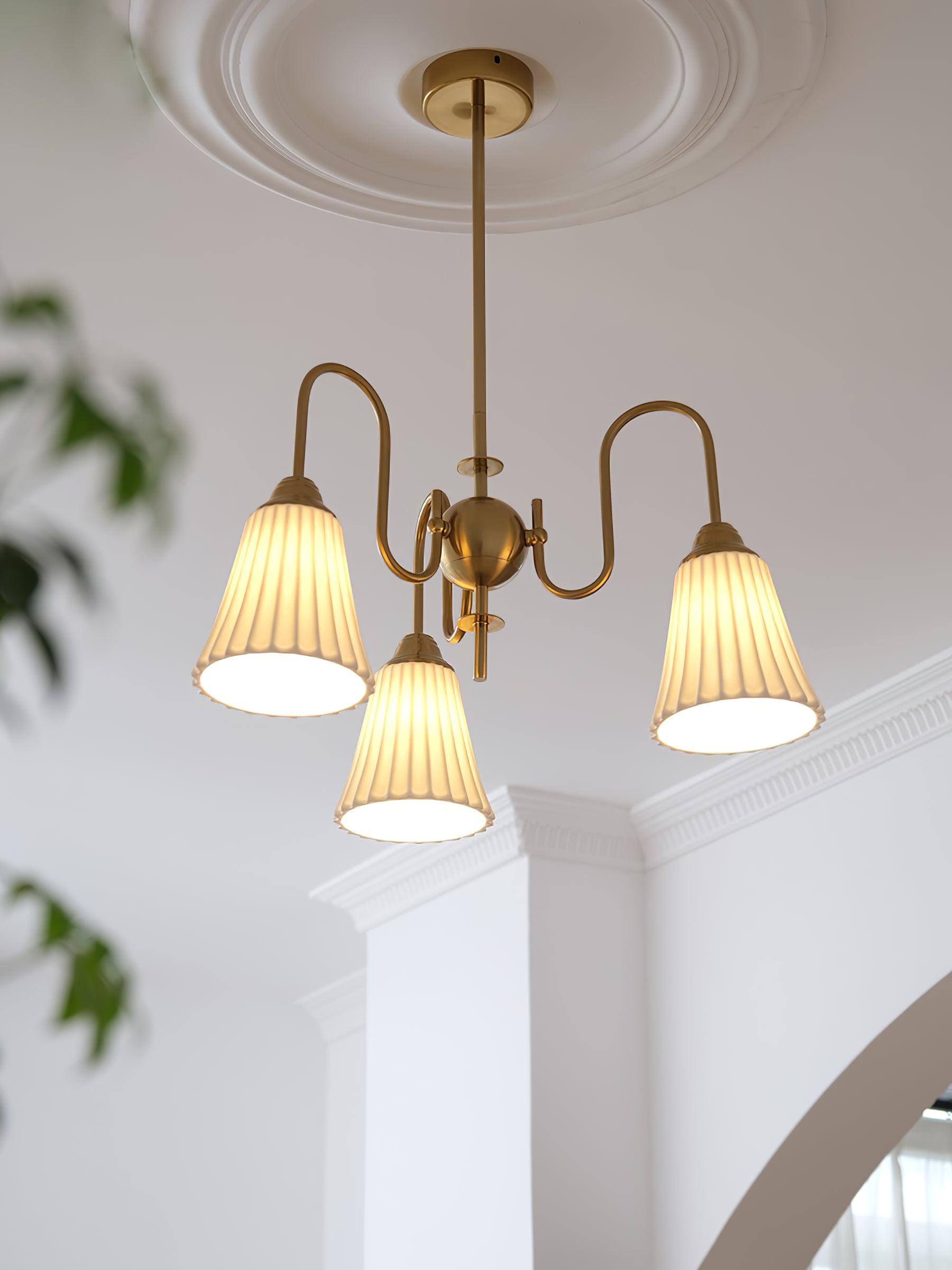 Lustra Chandelier Esther Ceramic Pleated Modern - Letslighting