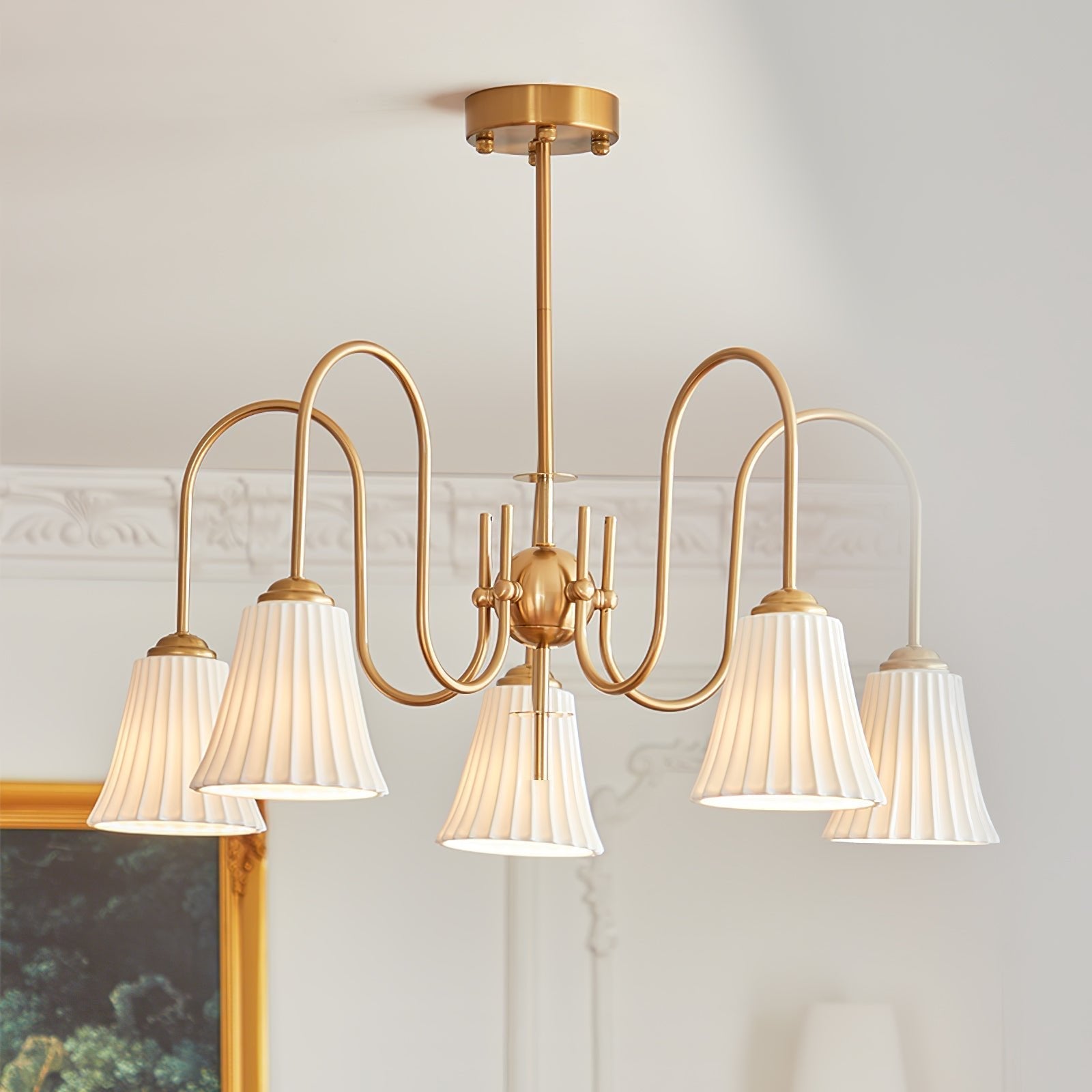 Lustra Chandelier Esther Ceramic Pleated Modern - Letslighting