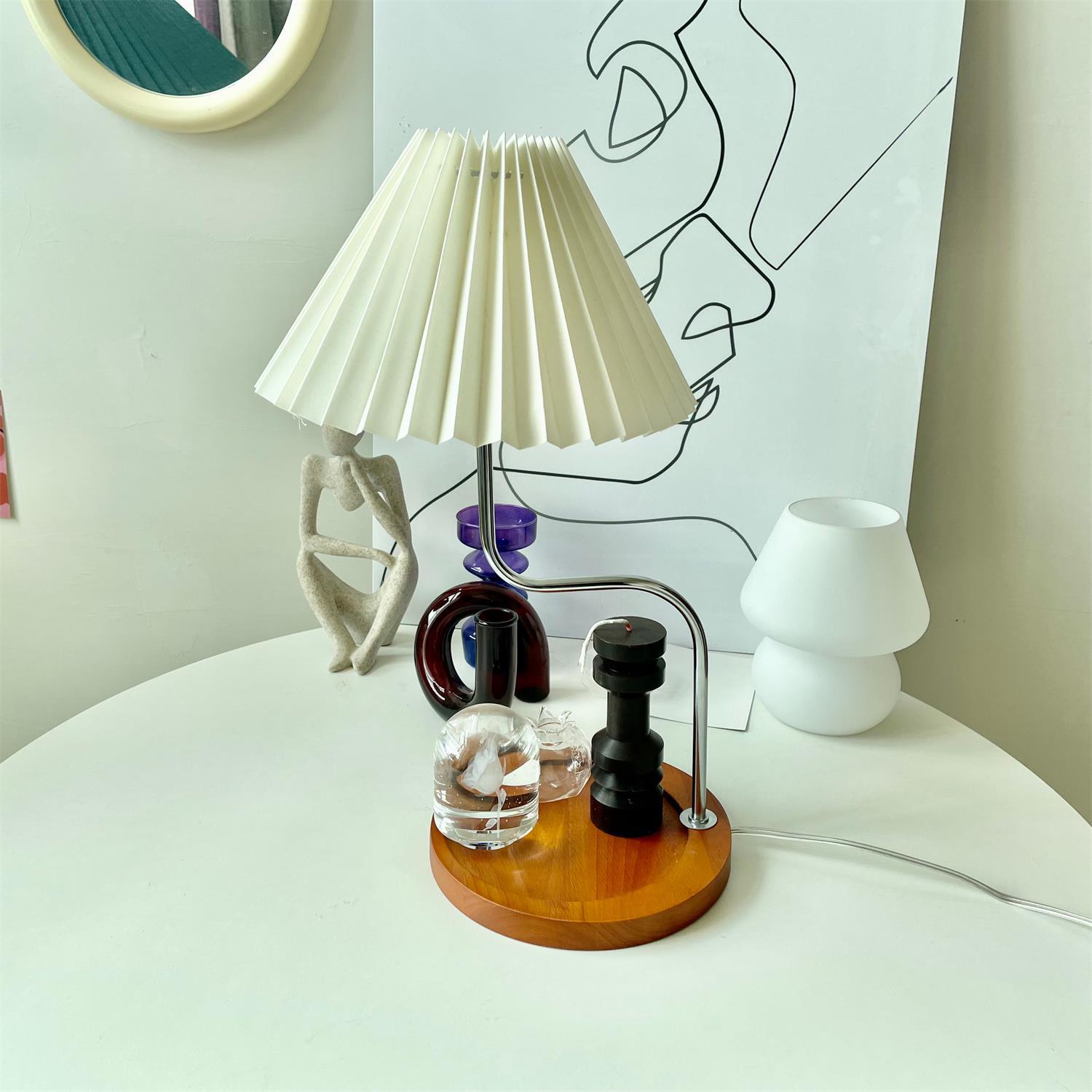 Ornelle Wood Fabric Artistic Table Lamp - Letslighting
