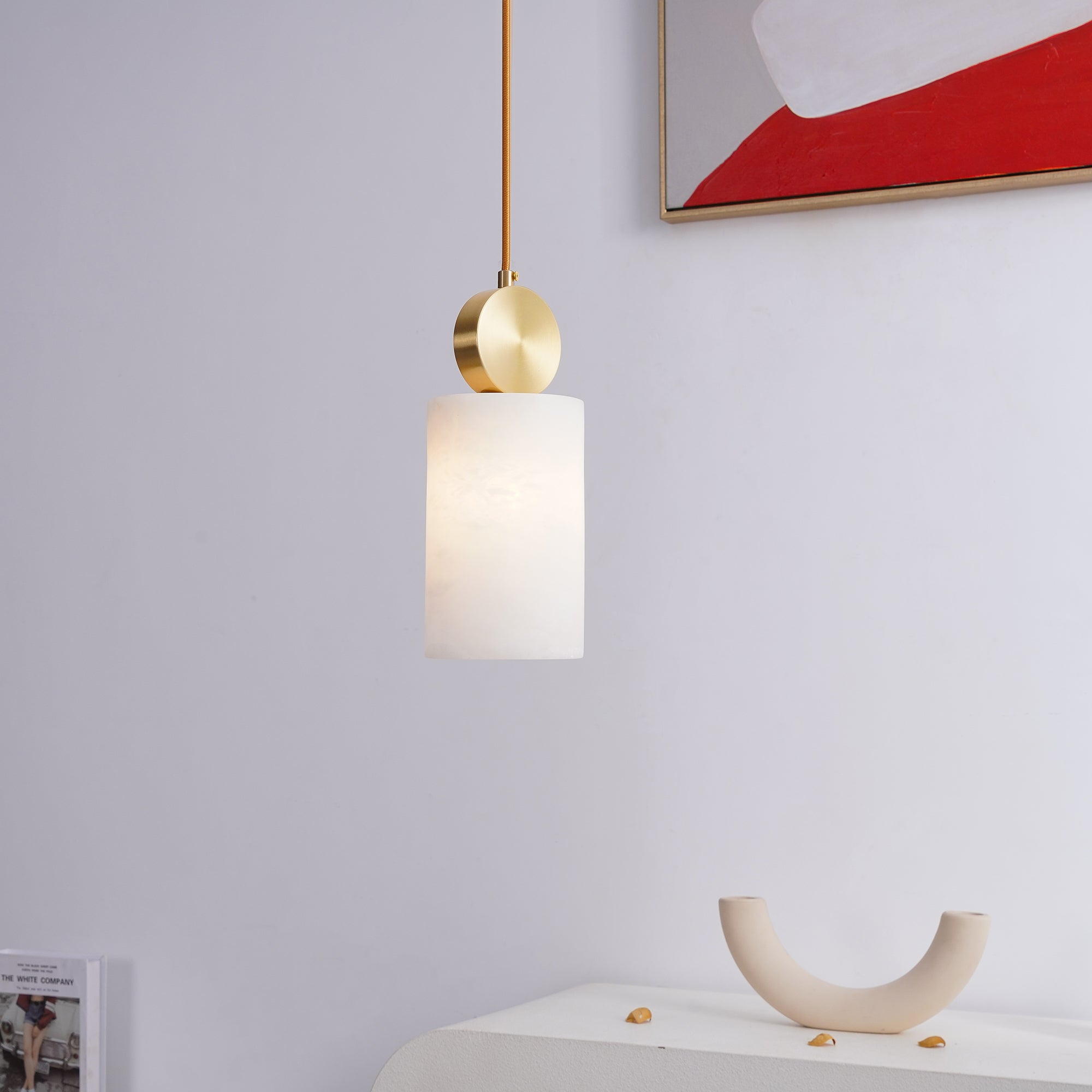 Etruscan Pendant Light Alabaster & Brass - Letslighting