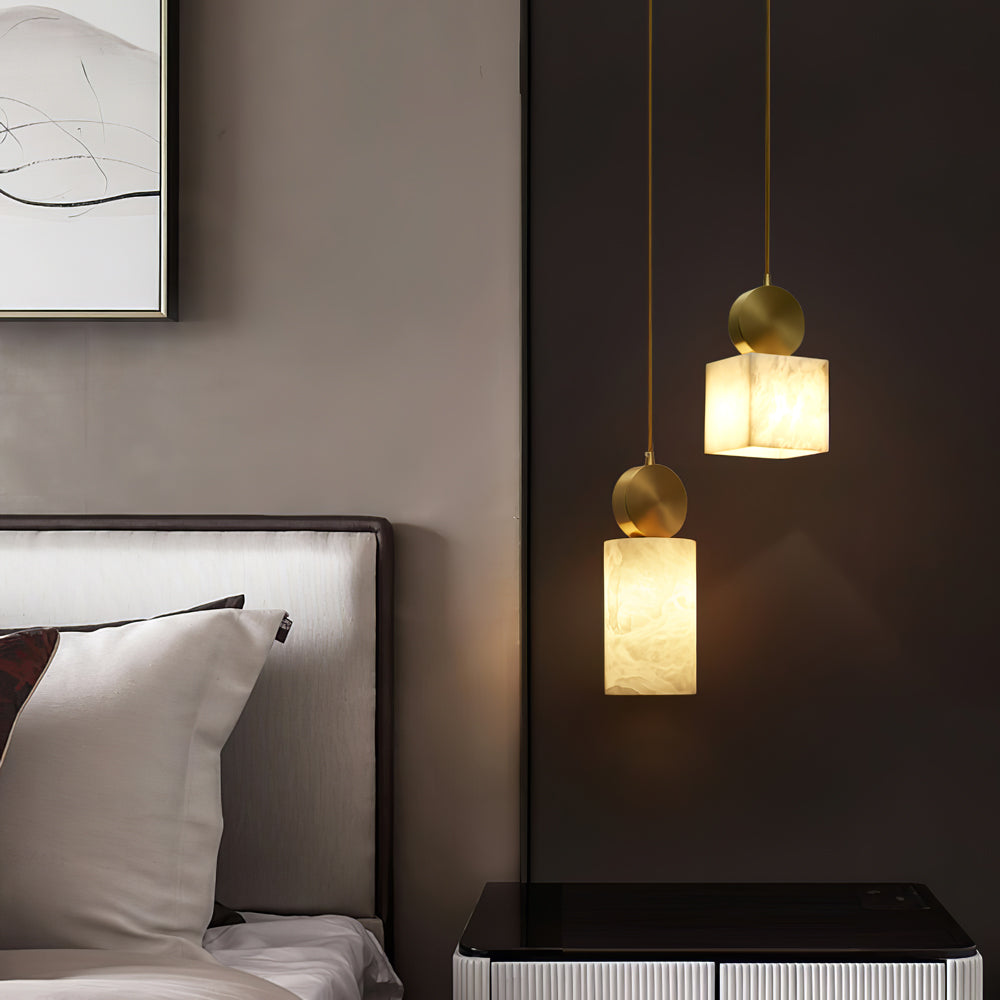 Etruscan Pendant Light Alabaster & Brass - Letslighting
