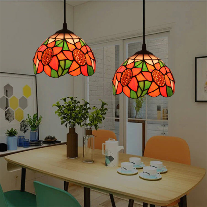 Tiffany Retro LED Pendant Light Multicolor Metal Glass Living Room - Letslighting