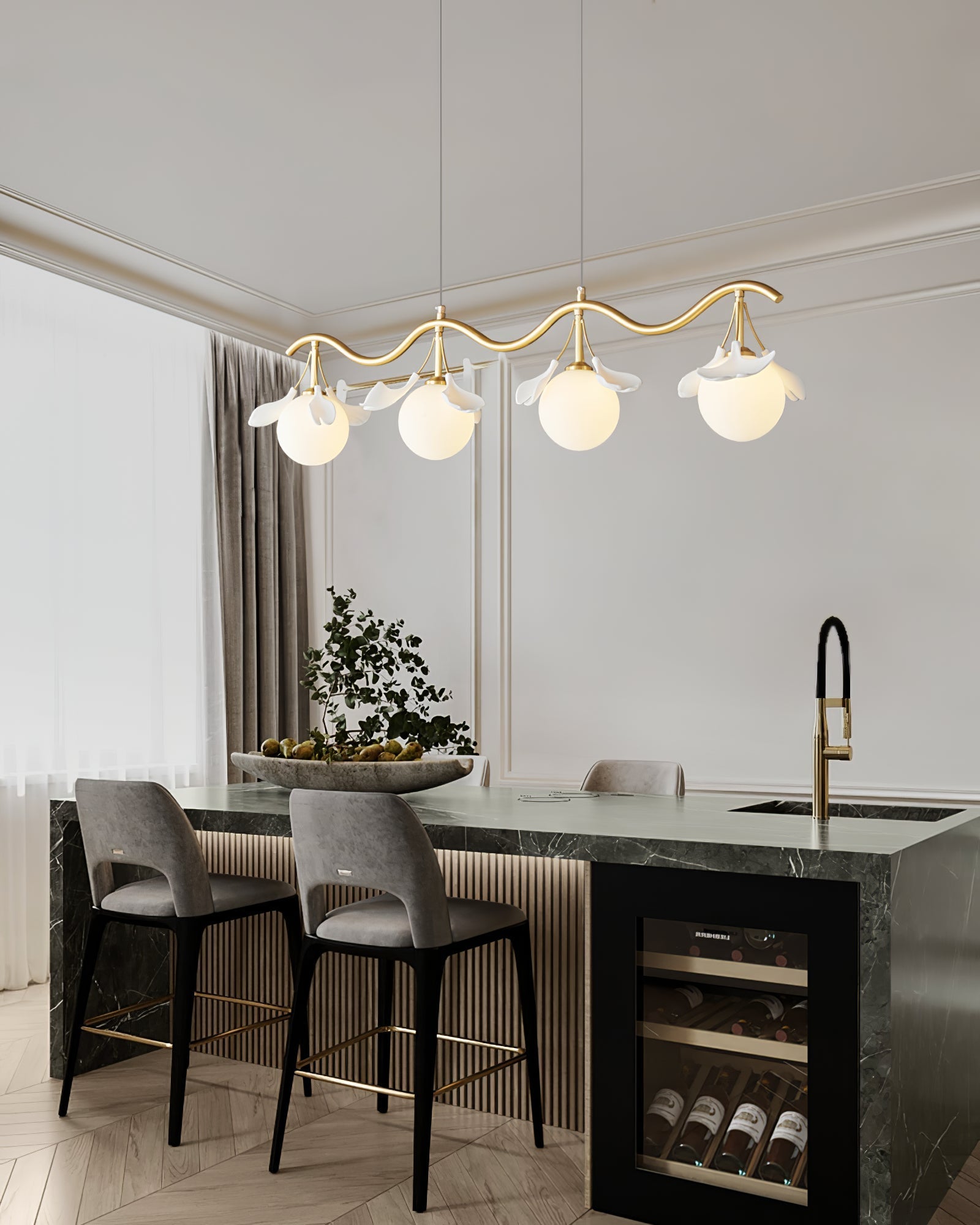 Evenielis Floral Brass Chandelier - Blowlighting