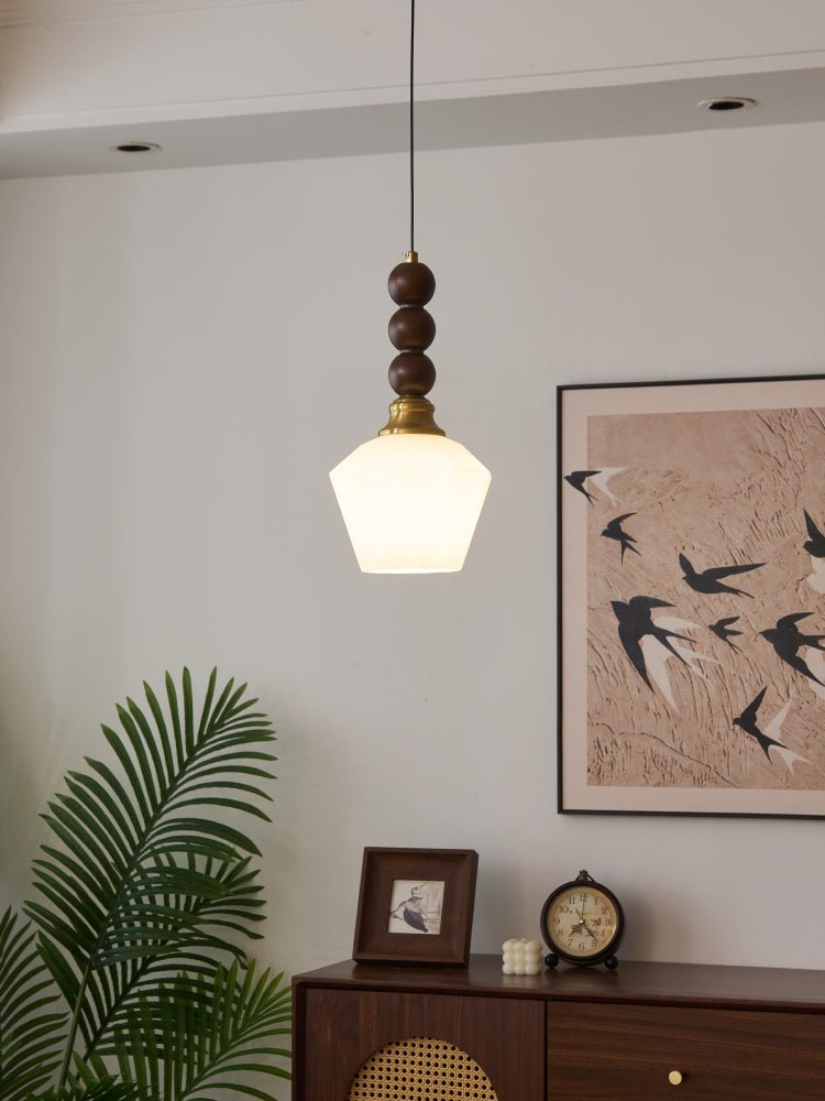 Vothaila Traditional Elegance Vintage Glass Wood Pendant Light - Letslighting