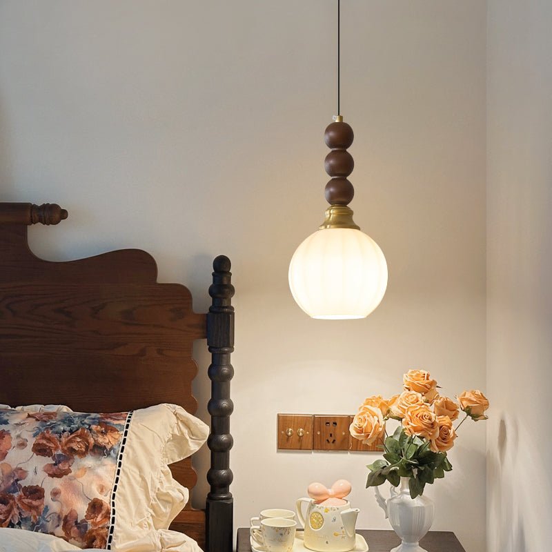 Vothaila Traditional Elegance Vintage Glass Wood Pendant Light - Letslighting