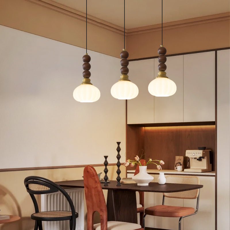 Vothaila Traditional Elegance Vintage Glass Wood Pendant Light - Letslighting