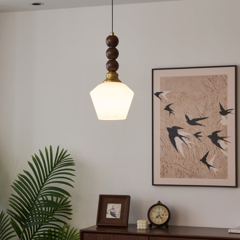 Vothaila Traditional Elegance Vintage Glass Wood Pendant Light - Letslighting