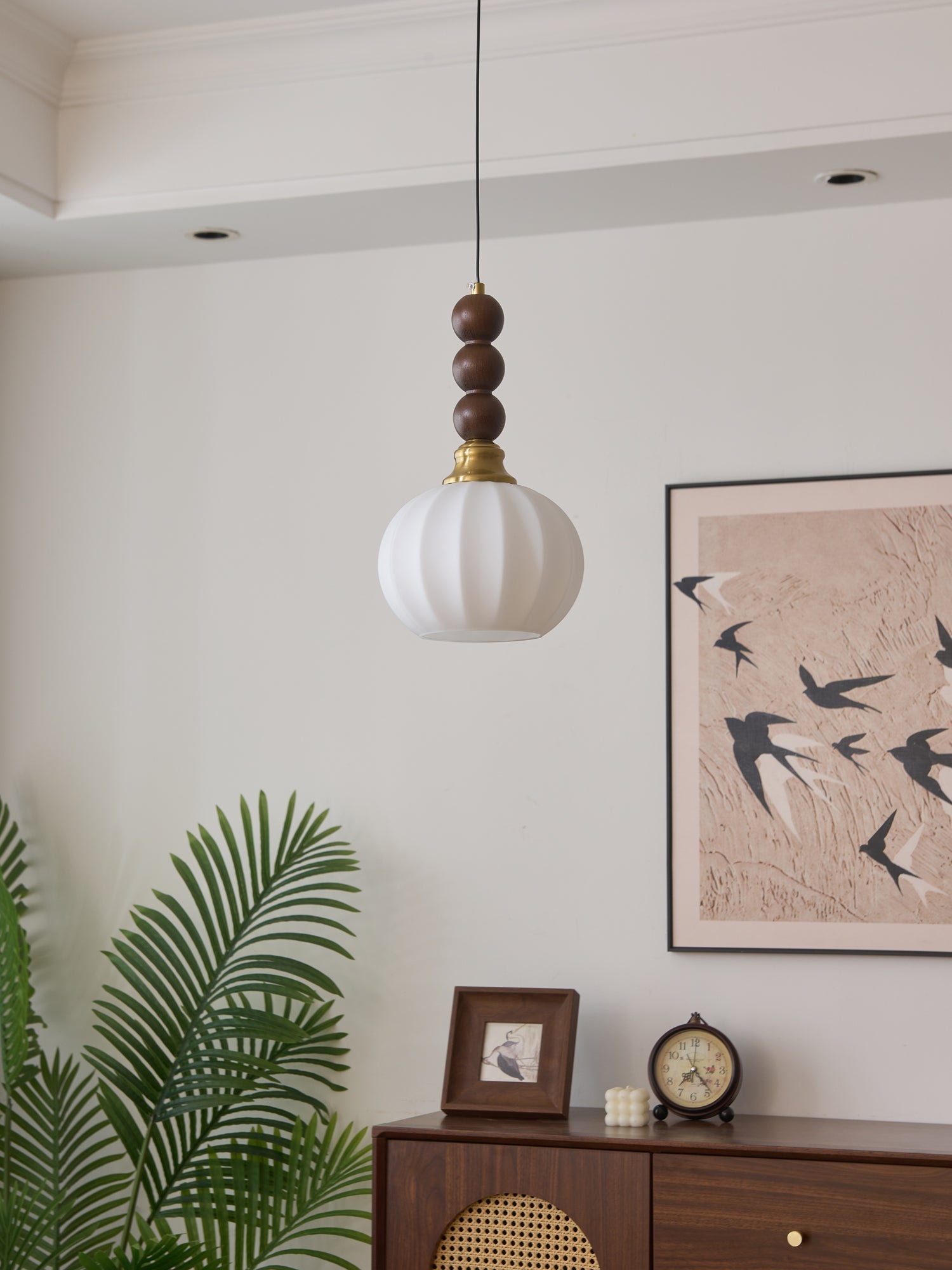 Vothaila Traditional Elegance Vintage Glass Wood Pendant Light - Letslighting