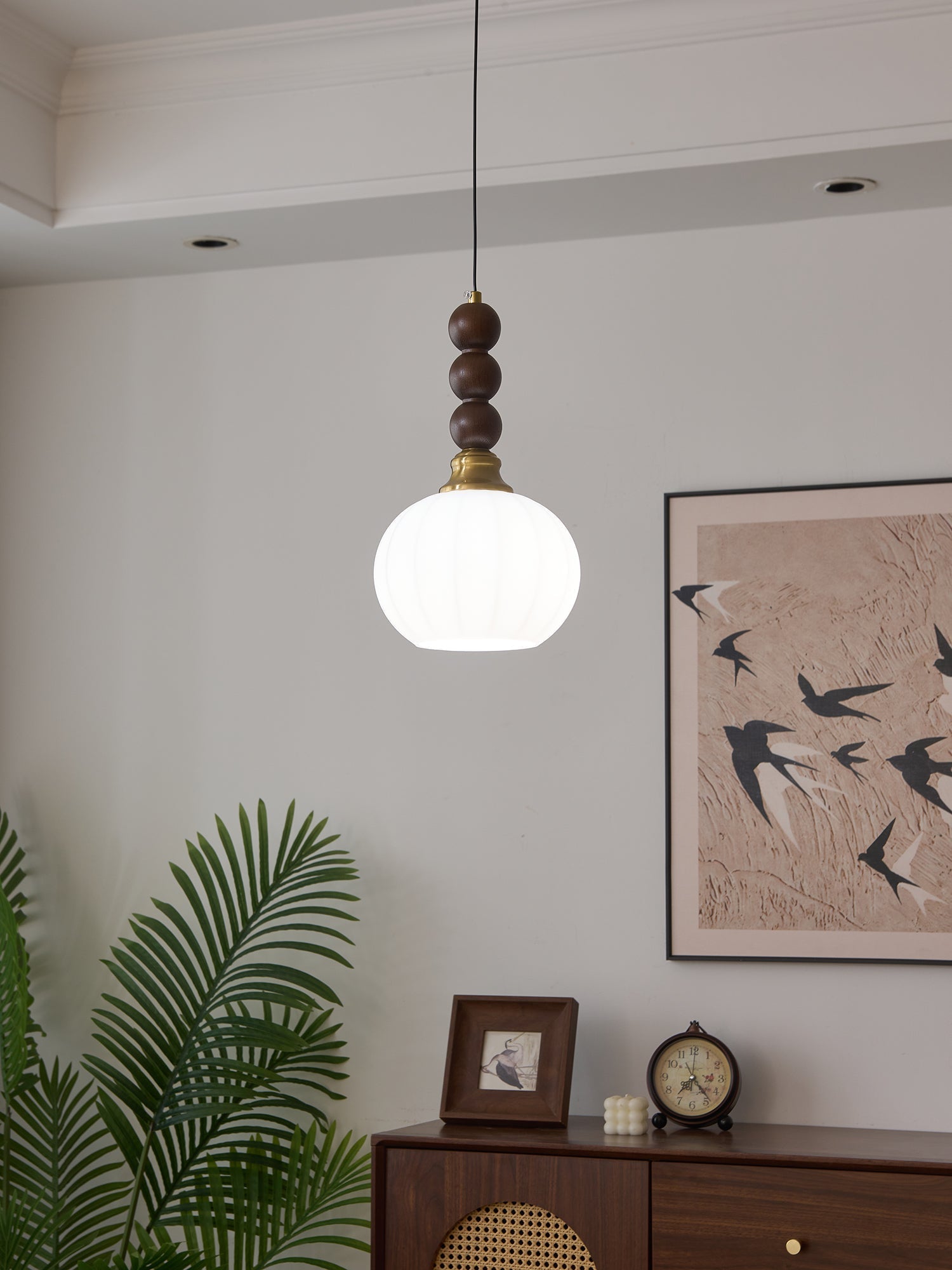 Vothaila Traditional Elegance Vintage Glass Wood Pendant Light - Letslighting