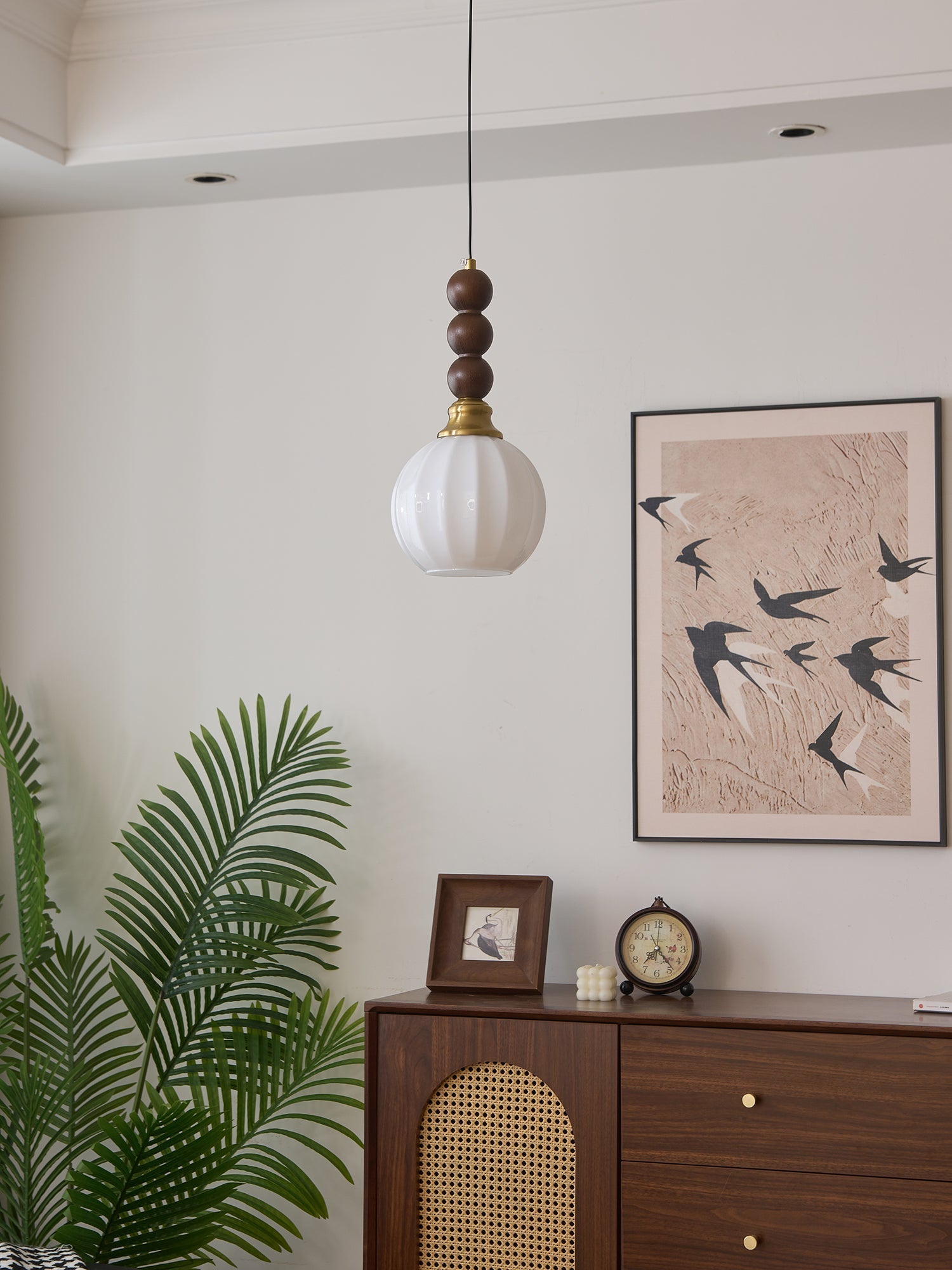 Vothaila Traditional Elegance Vintage Glass Wood Pendant Light - Letslighting