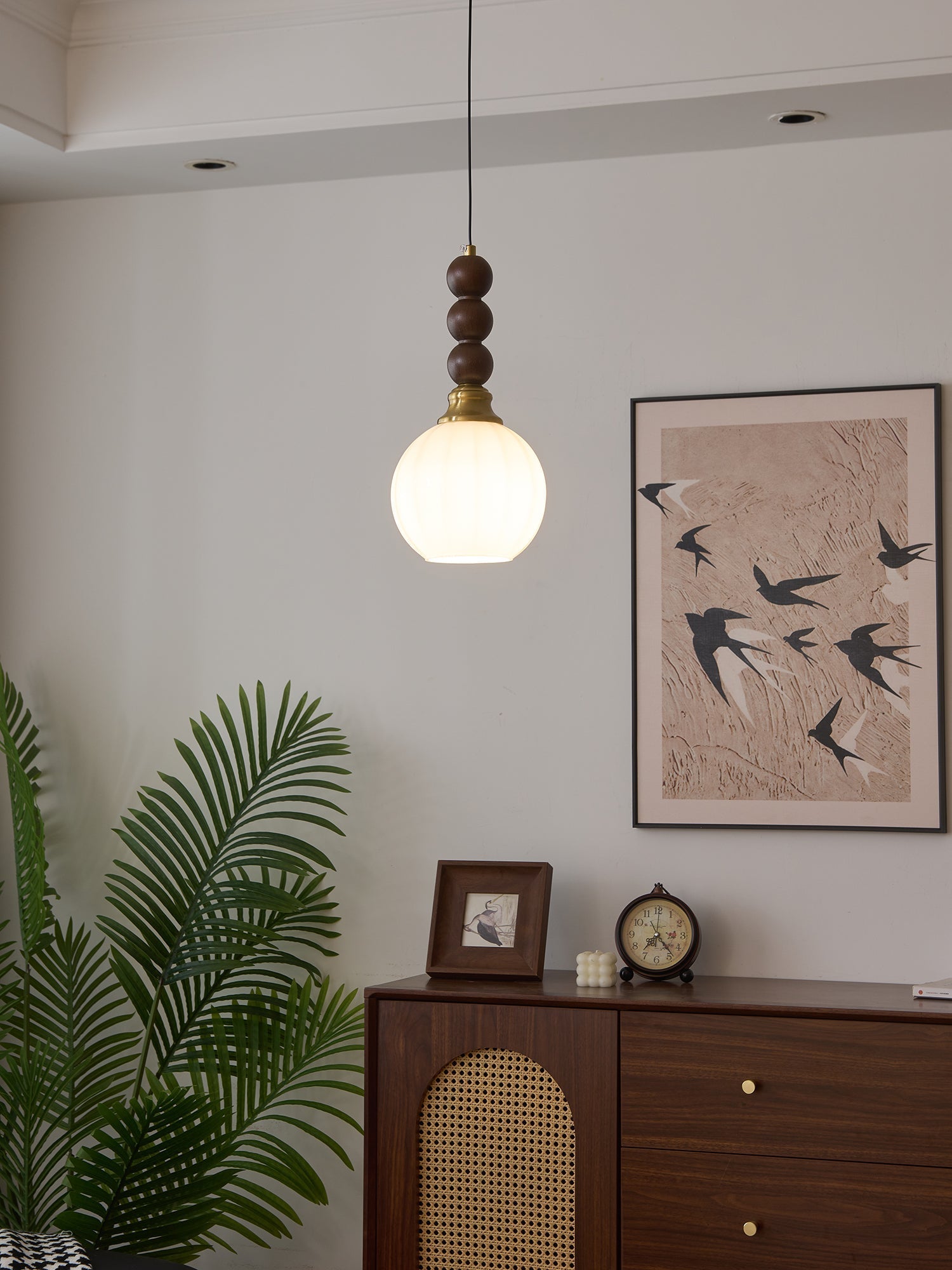 Vothaila Traditional Elegance Vintage Glass Wood Pendant Light - Letslighting