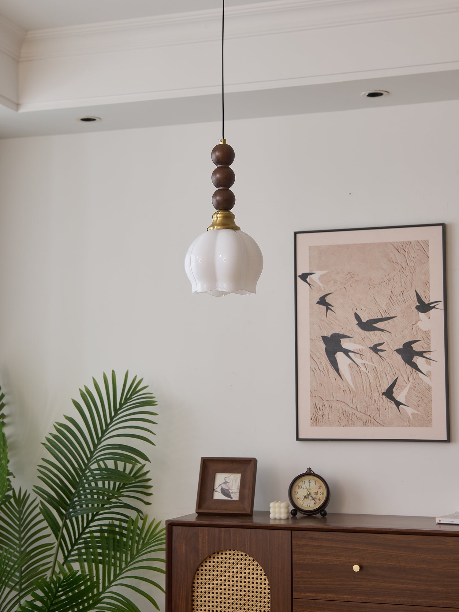 Vothaila Traditional Elegance Vintage Glass Wood Pendant Light - Letslighting