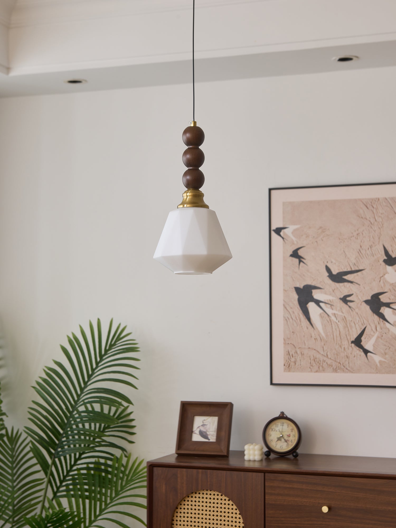 Vothaila Traditional Elegance Vintage Glass Wood Pendant Light - Letslighting