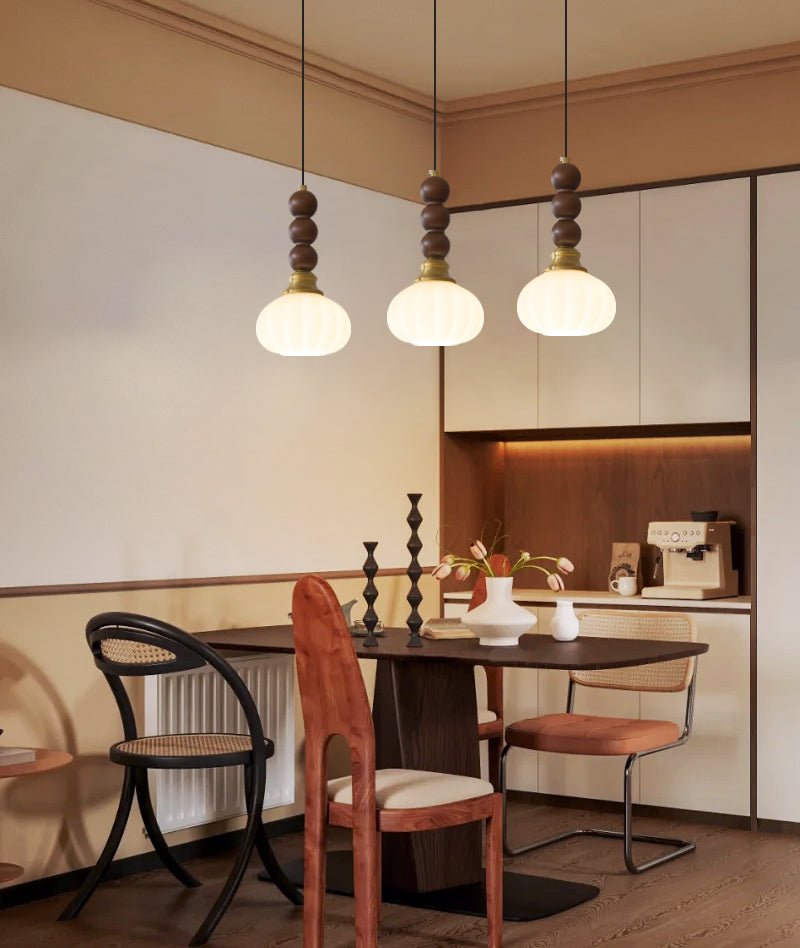 Vothaila Traditional Elegance Vintage Glass Wood Pendant Light - Letslighting