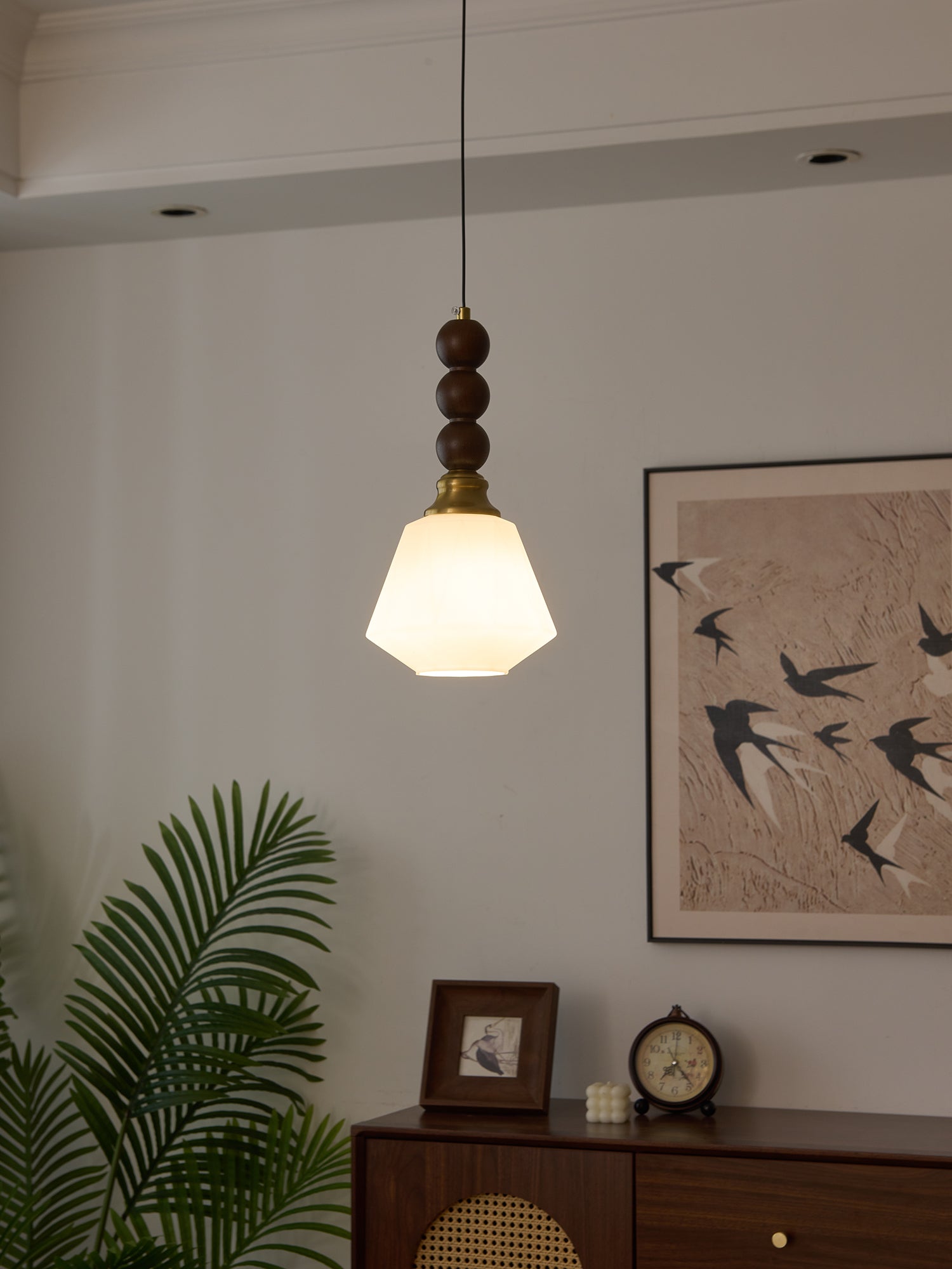Vothaila Traditional Elegance Vintage Glass Wood Pendant Light - Letslighting