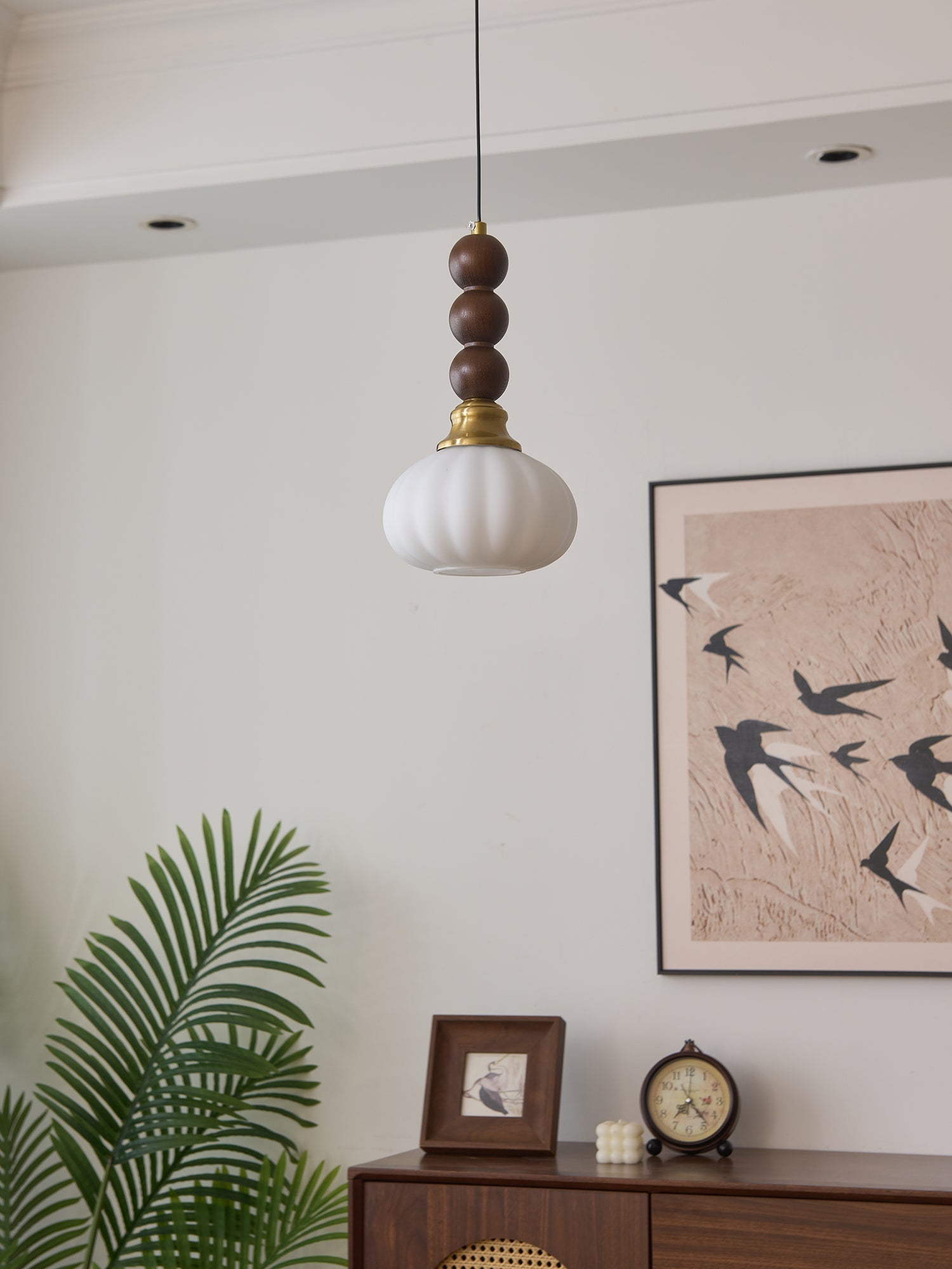 Vothaila Traditional Elegance Vintage Glass Wood Pendant Light - Letslighting