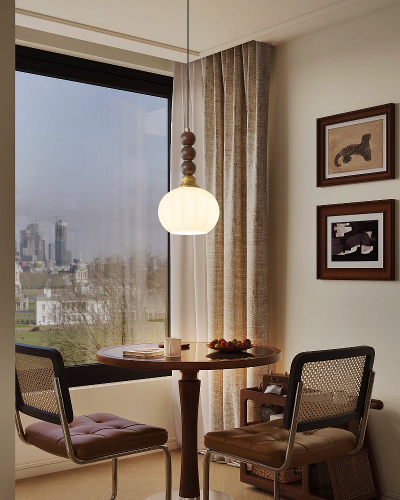 Vothaila Traditional Elegance Vintage Glass Wood Pendant Light - Letslighting