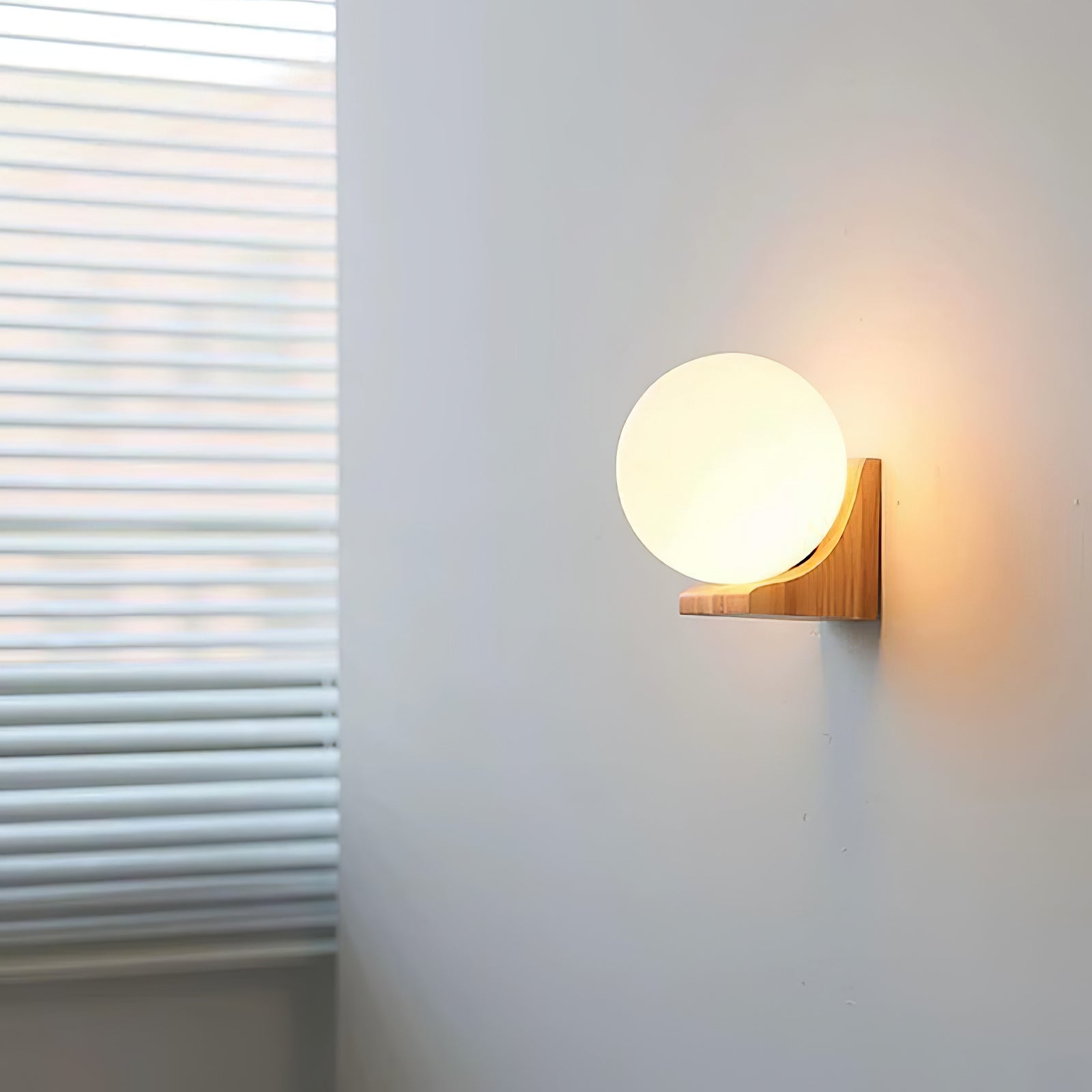 Icarara Modern Minimalist Orb Wood Glass Wall Lamp - Letslighting