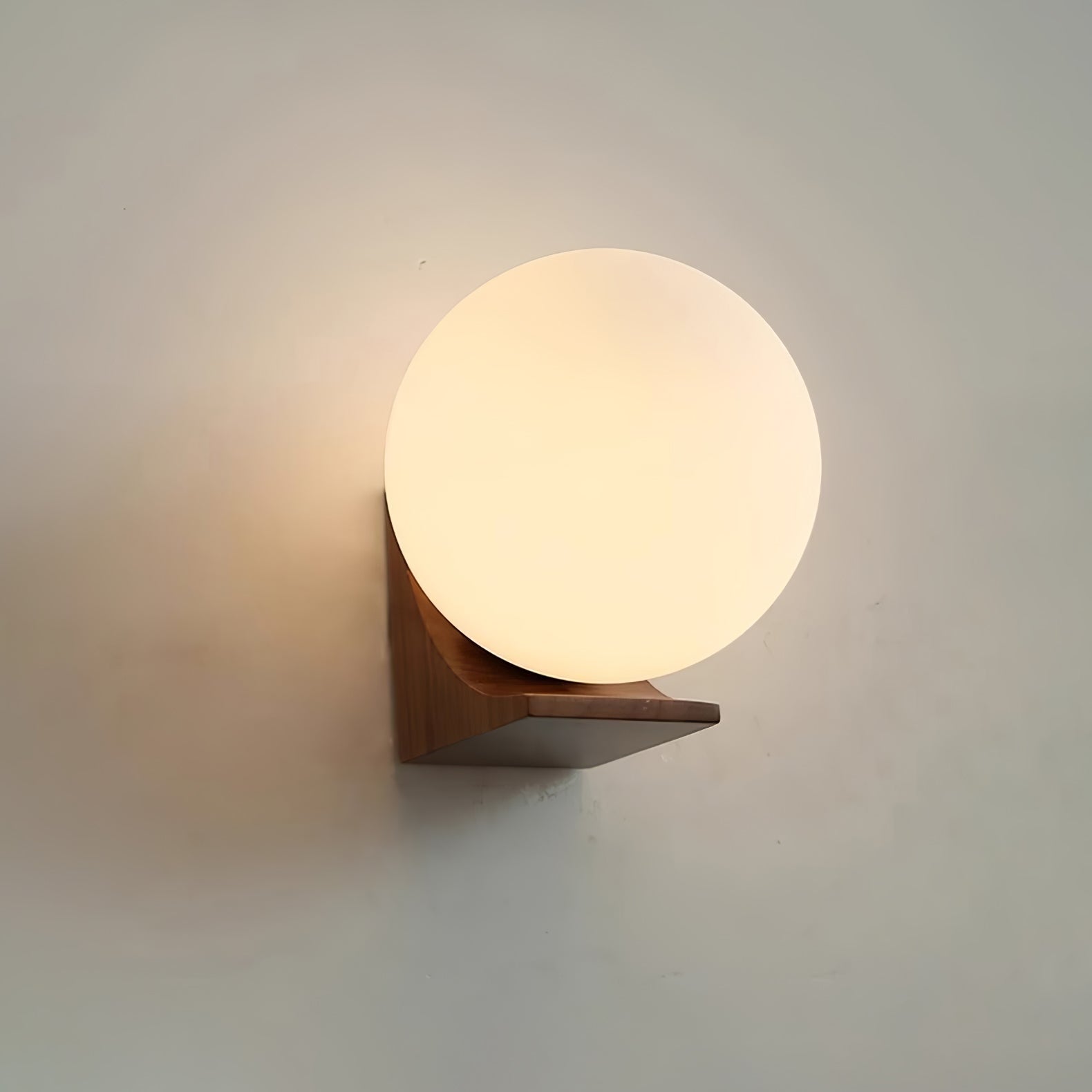 Icarara Modern Minimalist Orb Wood Glass Wall Lamp - Letslighting