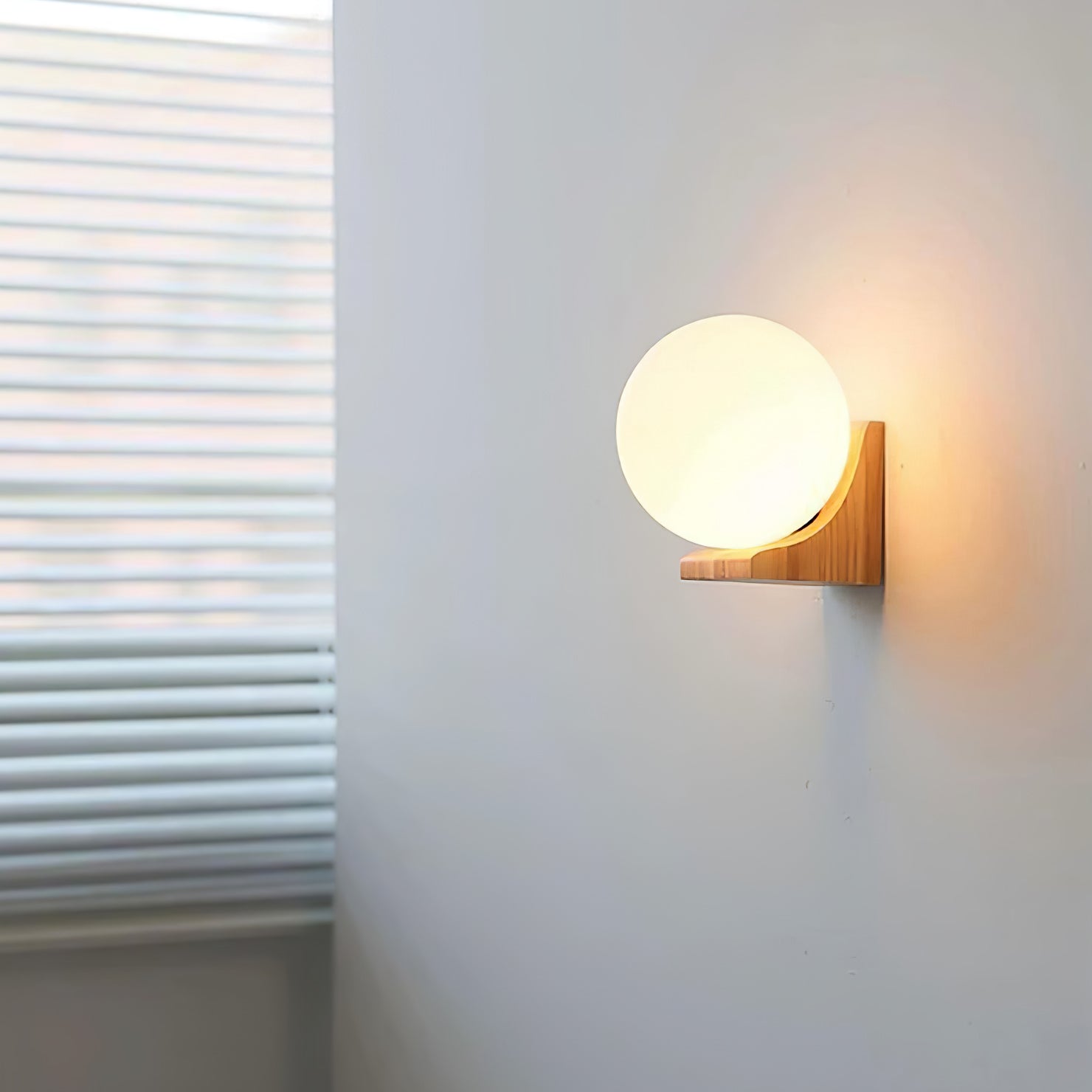 Icarara Modern Minimalist Orb Wood Glass Wall Lamp - Letslighting