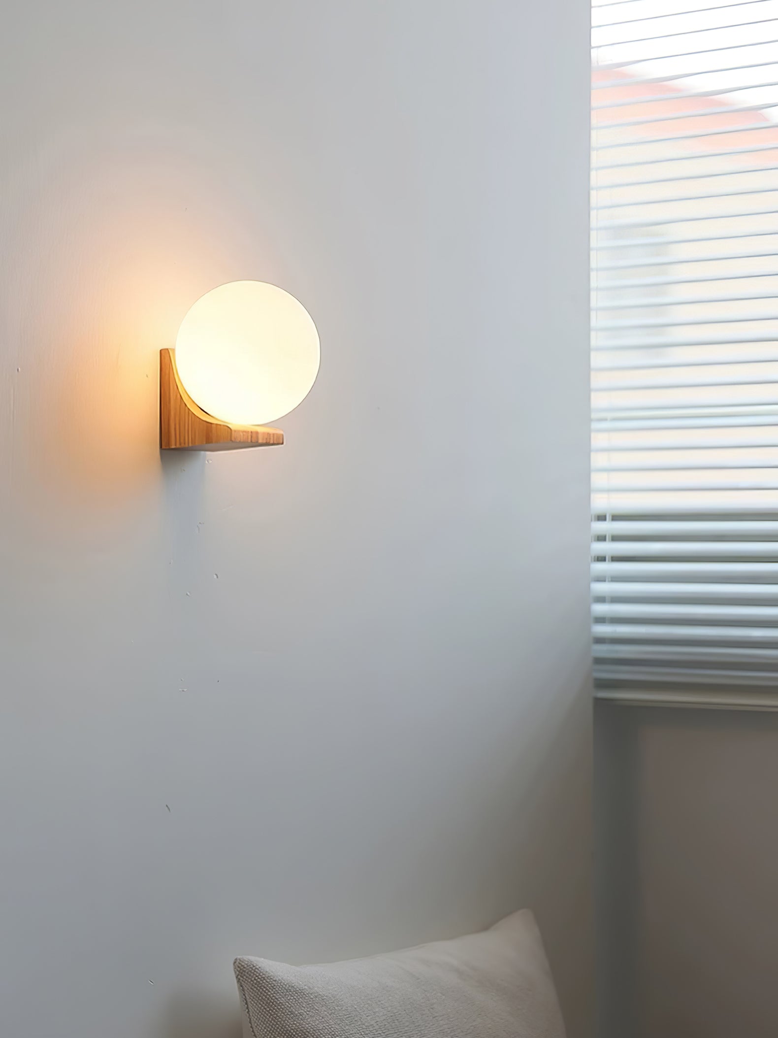 Icarara Modern Minimalist Orb Wood Glass Wall Lamp - Letslighting