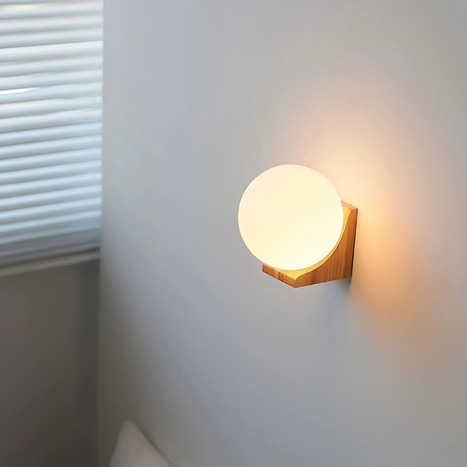 Icarara Modern Minimalist Orb Wood Glass Wall Lamp - Letslighting