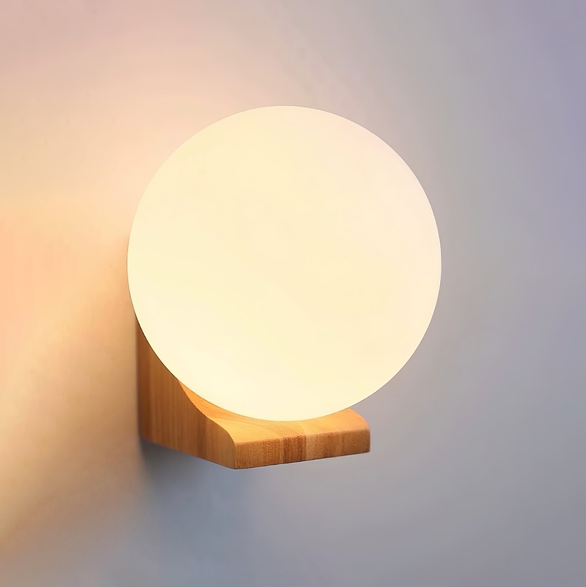 Icarara Modern Minimalist Orb Wood Glass Wall Lamp - Letslighting