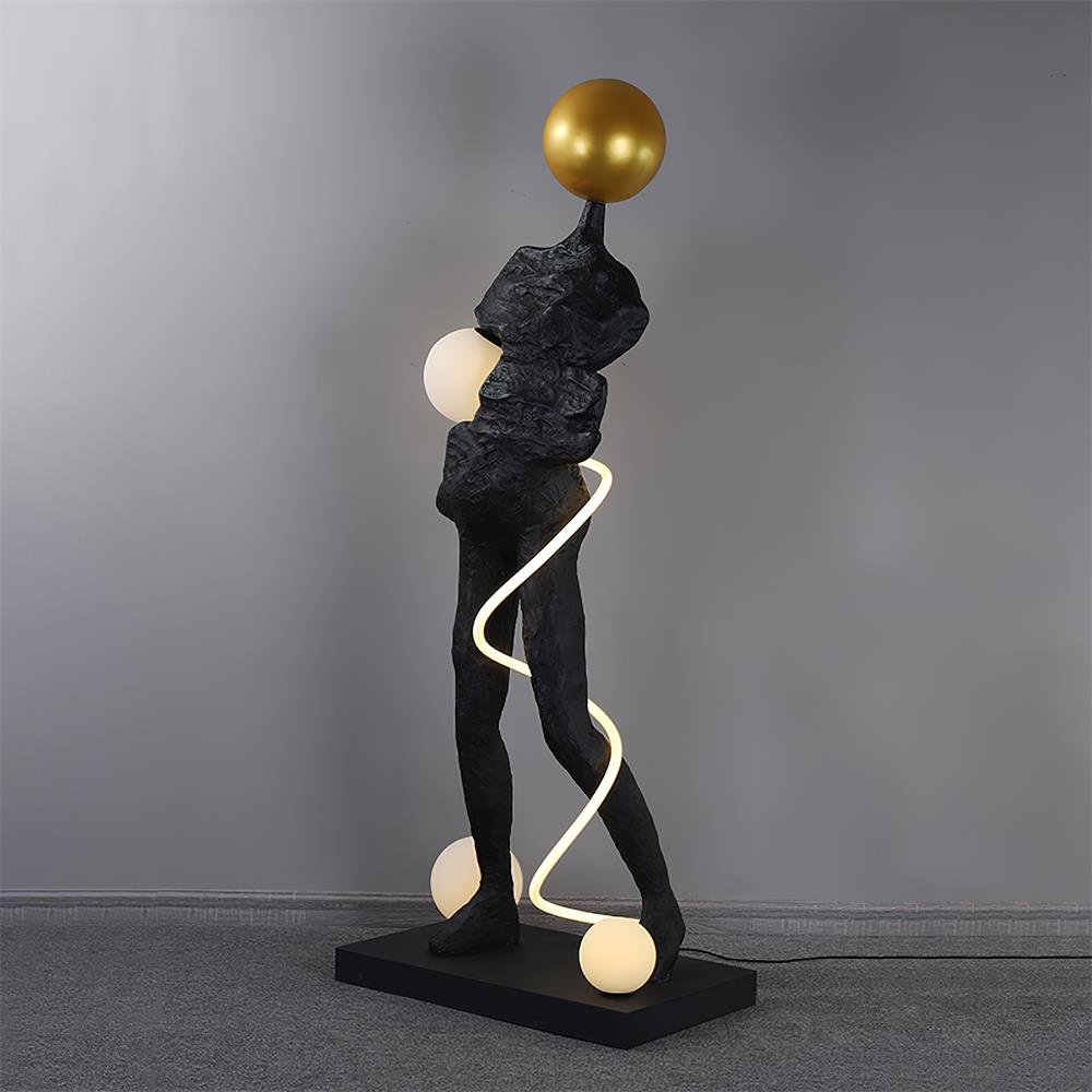 Nycaran Sculptural Black Floor Lamp - Letslighting