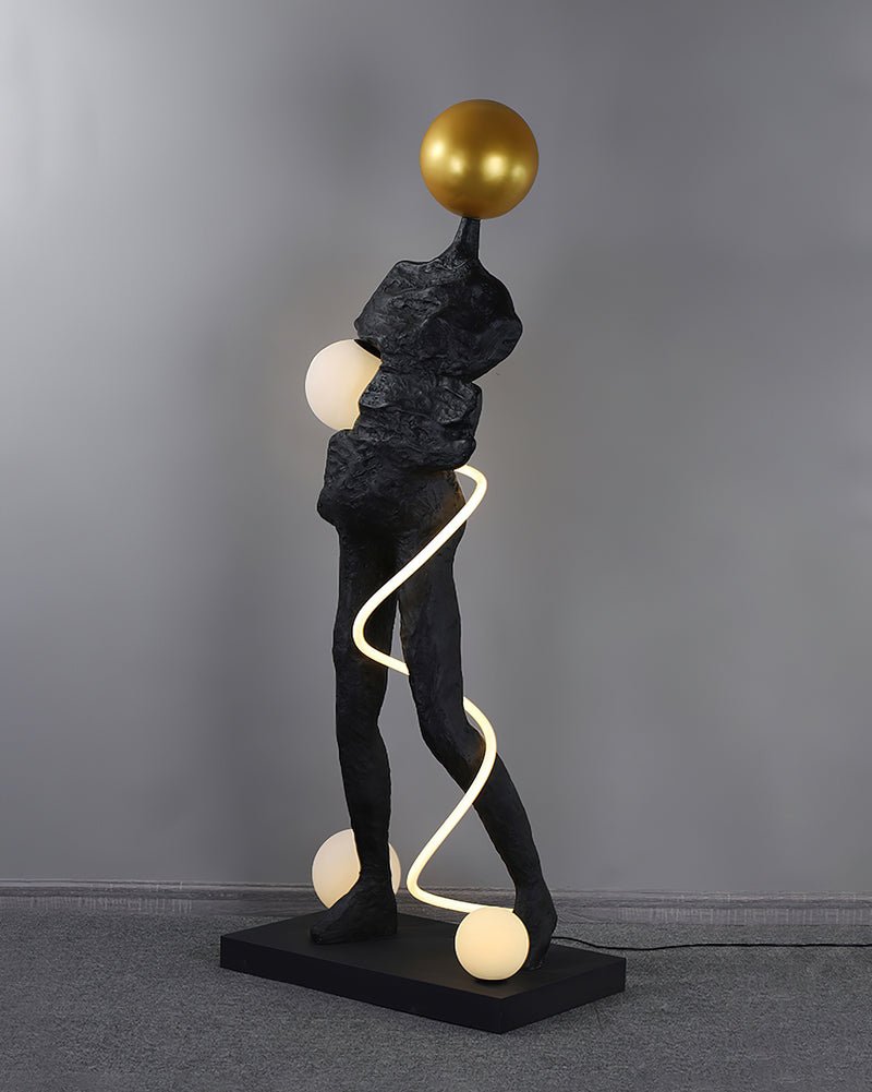 Nycaran Sculptural Black Floor Lamp - Letslighting