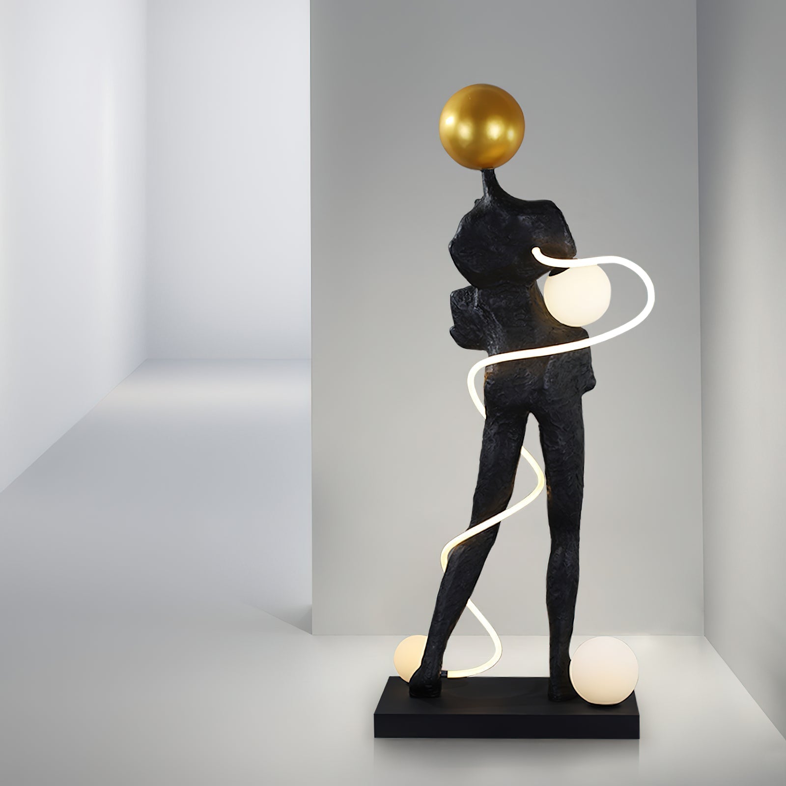 Nycaran Sculptural Black Floor Lamp - Letslighting