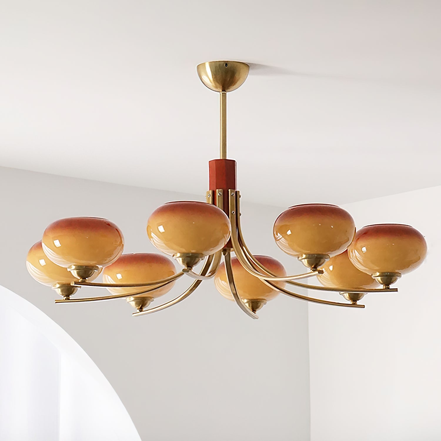 Auralyn 6-Light Amber Glass Globe Chandelier - Letslighting