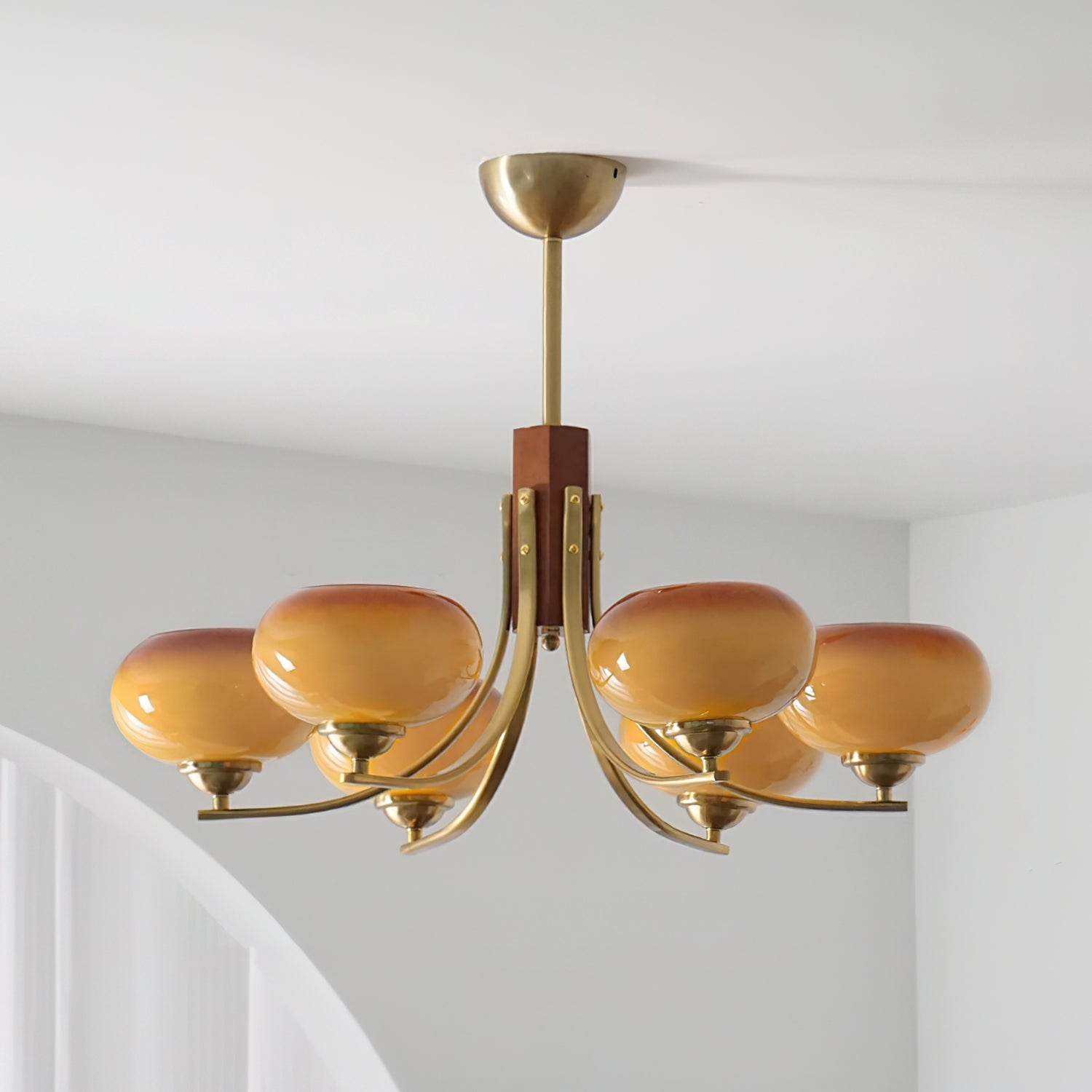 Auralyn 6-Light Amber Glass Globe Chandelier - Letslighting