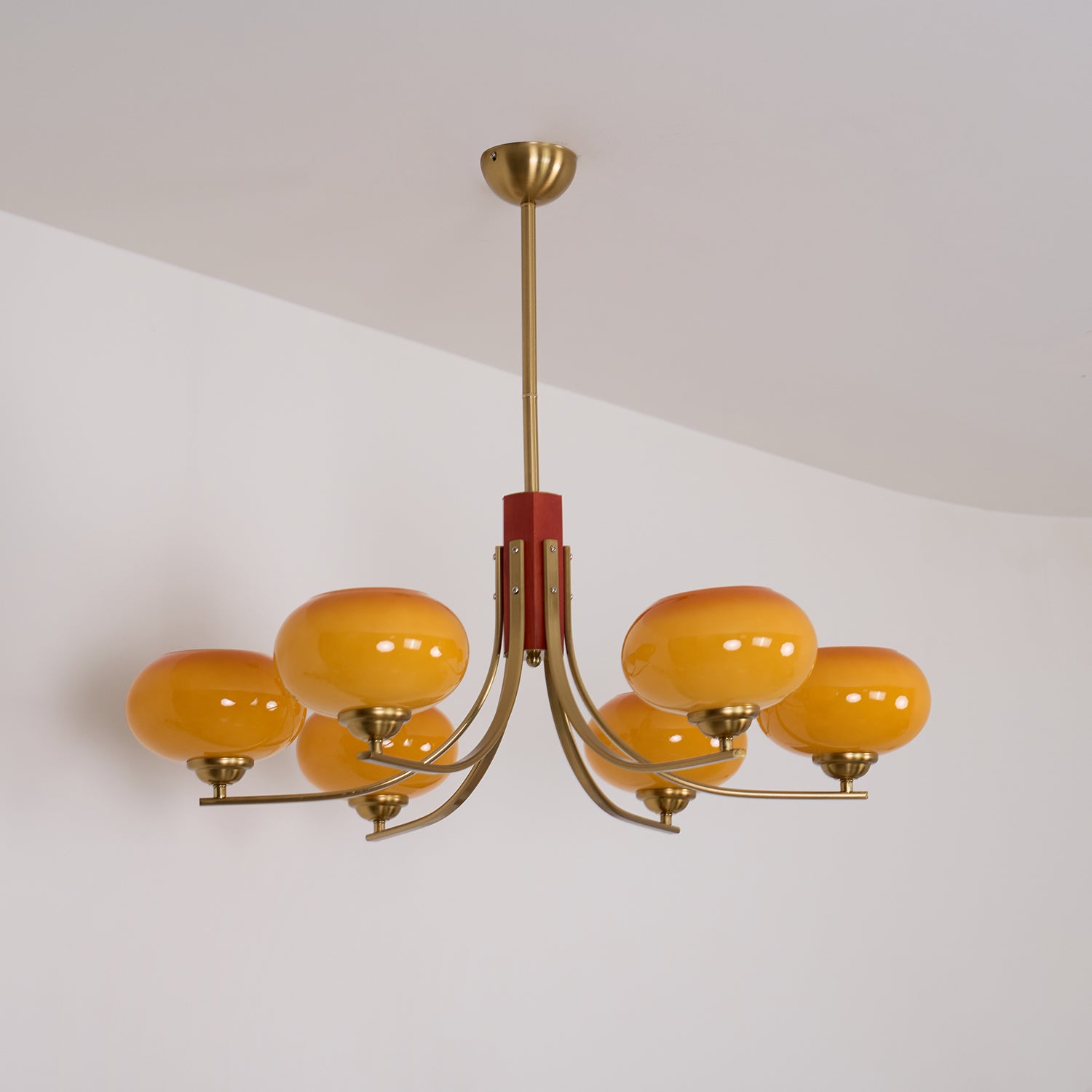 Auralyn 6-Light Amber Glass Globe Chandelier - Letslighting