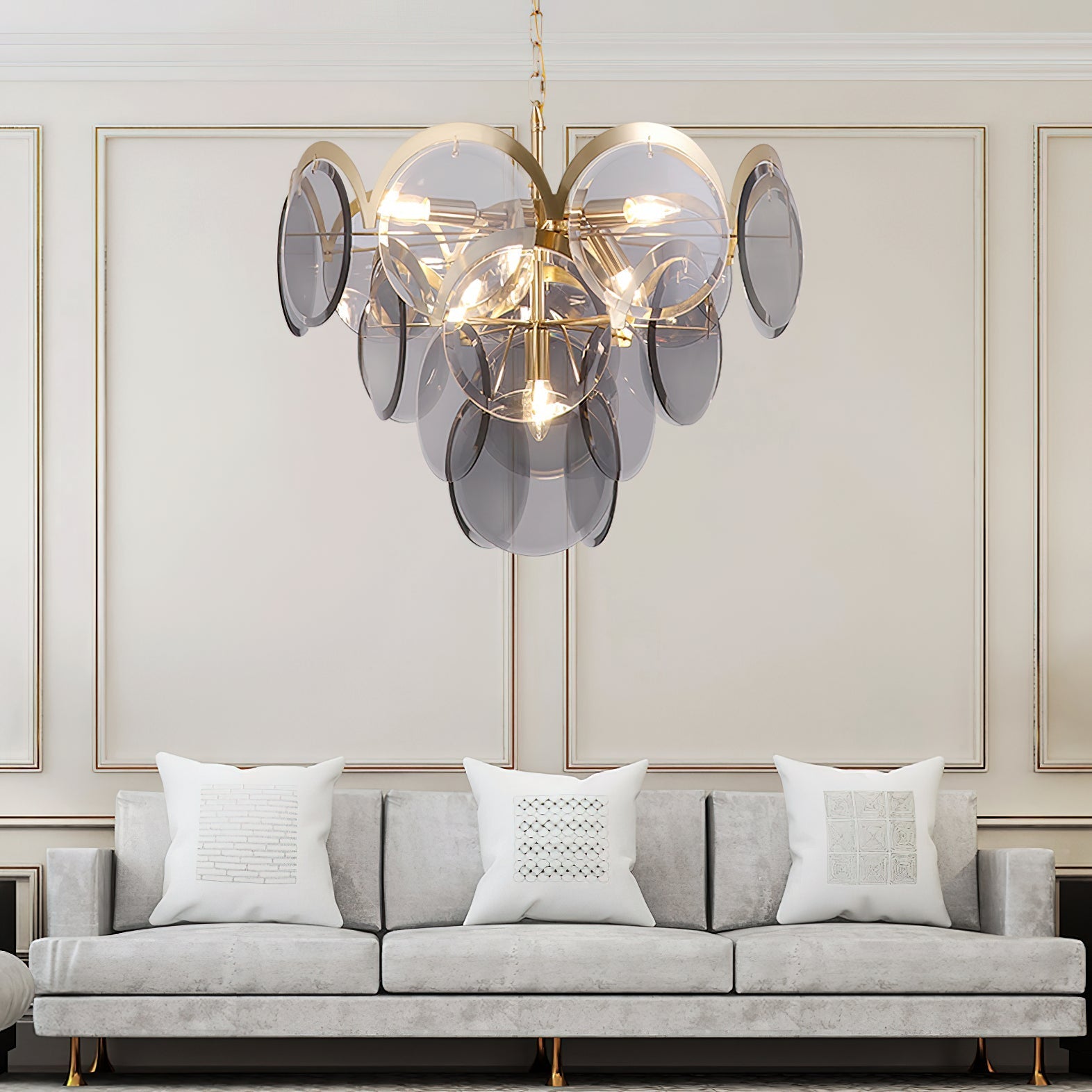 Lustra Chandelier Amber Glass Tiered Circles - Letslighting
