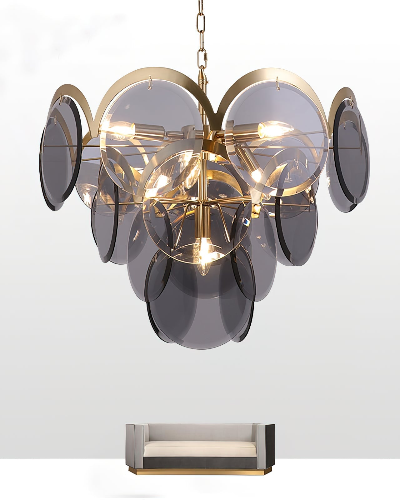 Lustra Chandelier Amber Glass Tiered Circles - Letslighting