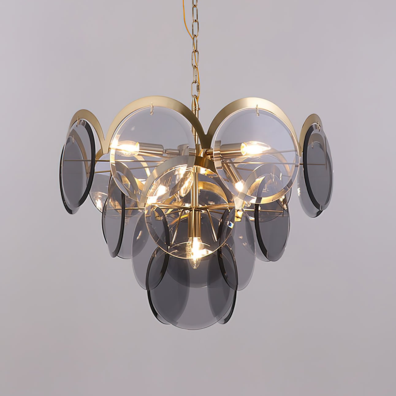 Lustra Chandelier Amber Glass Tiered Circles - Letslighting