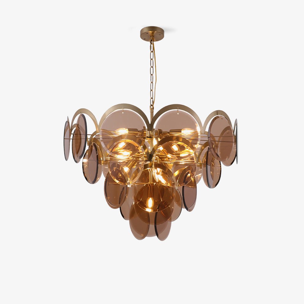 Lustra Chandelier Amber Glass Tiered Circles - Letslighting