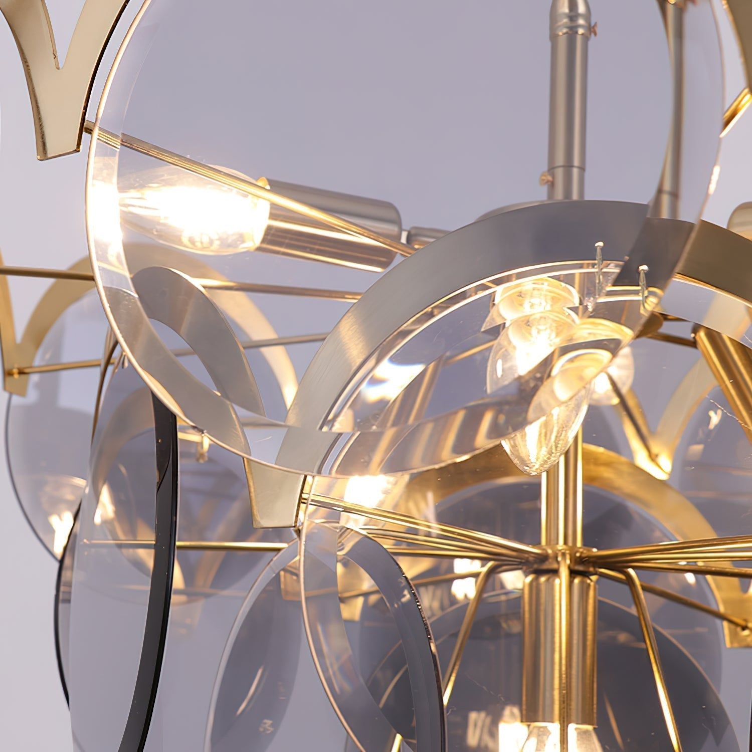 Lustra Chandelier Amber Glass Tiered Circles - Letslighting