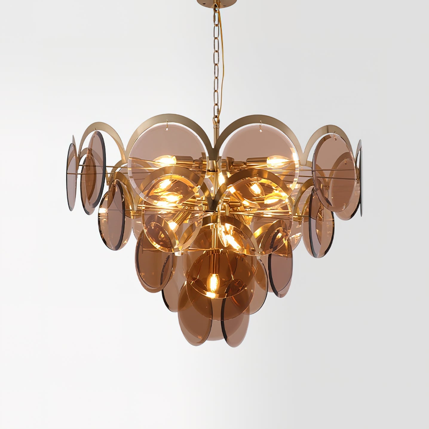 Lustra Chandelier Amber Glass Tiered Circles - Letslighting