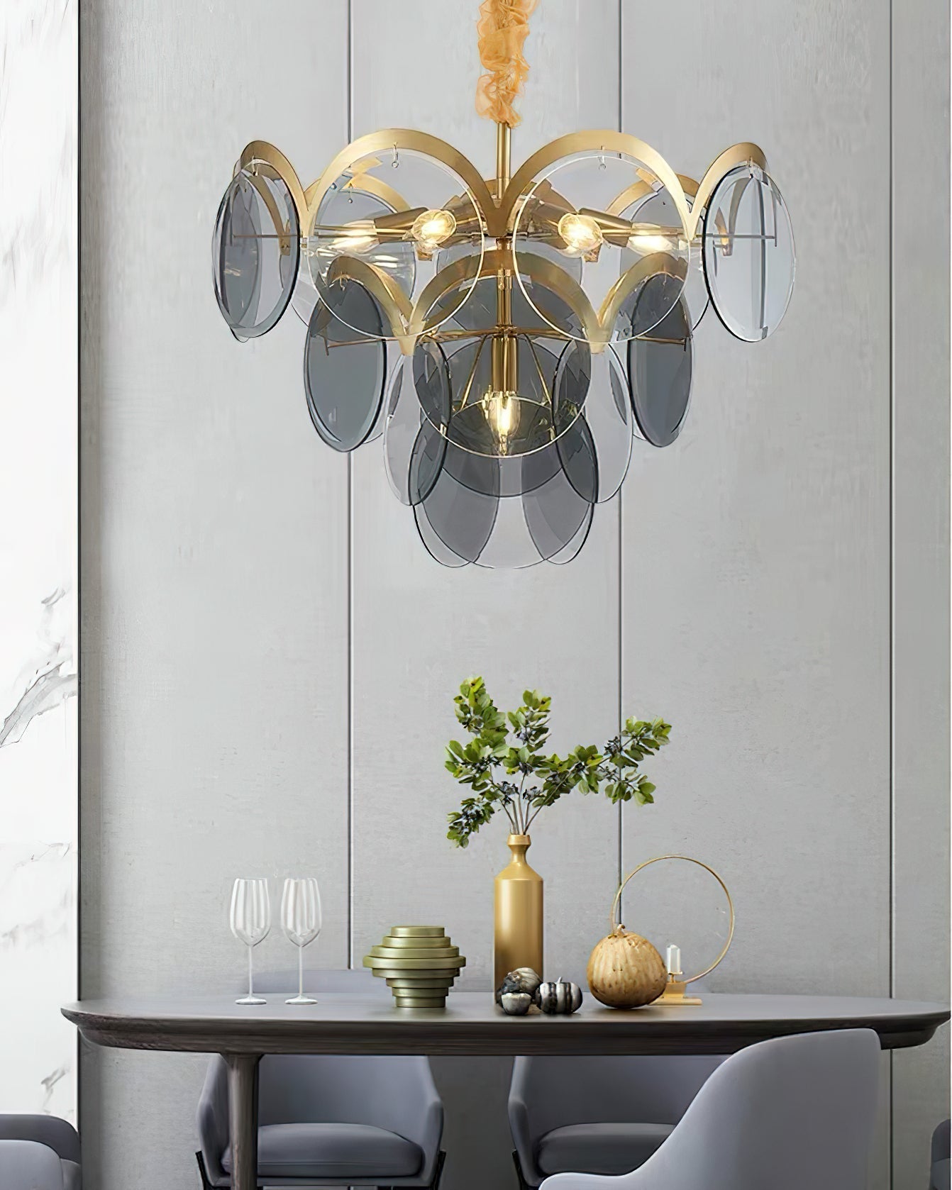 Lustra Chandelier Amber Glass Tiered Circles - Letslighting