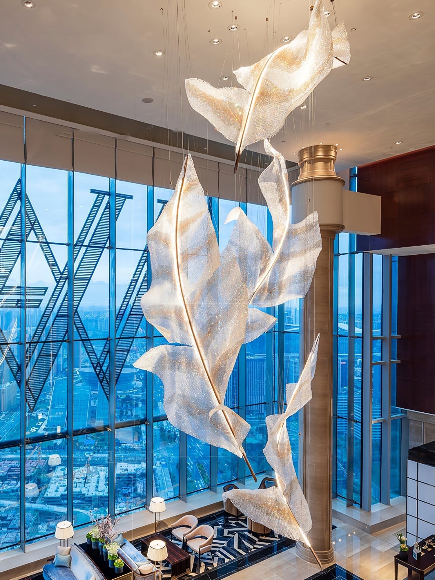 Zeshaen Individual Creativity Falling Leaves Glass Chandelier - Letslighting