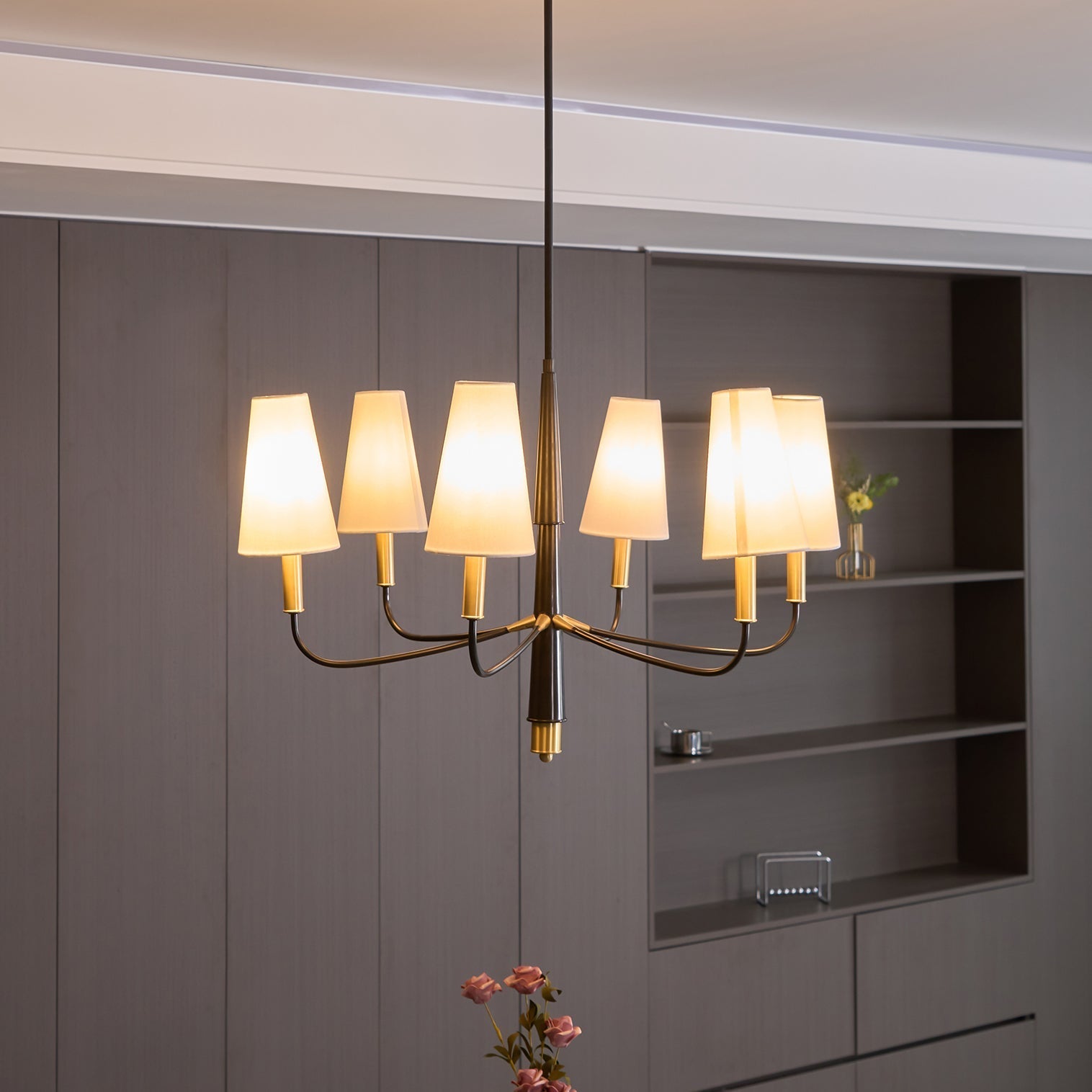 Lyshae Vintage Industrial Brass Fabric Chandelier - Letslighting