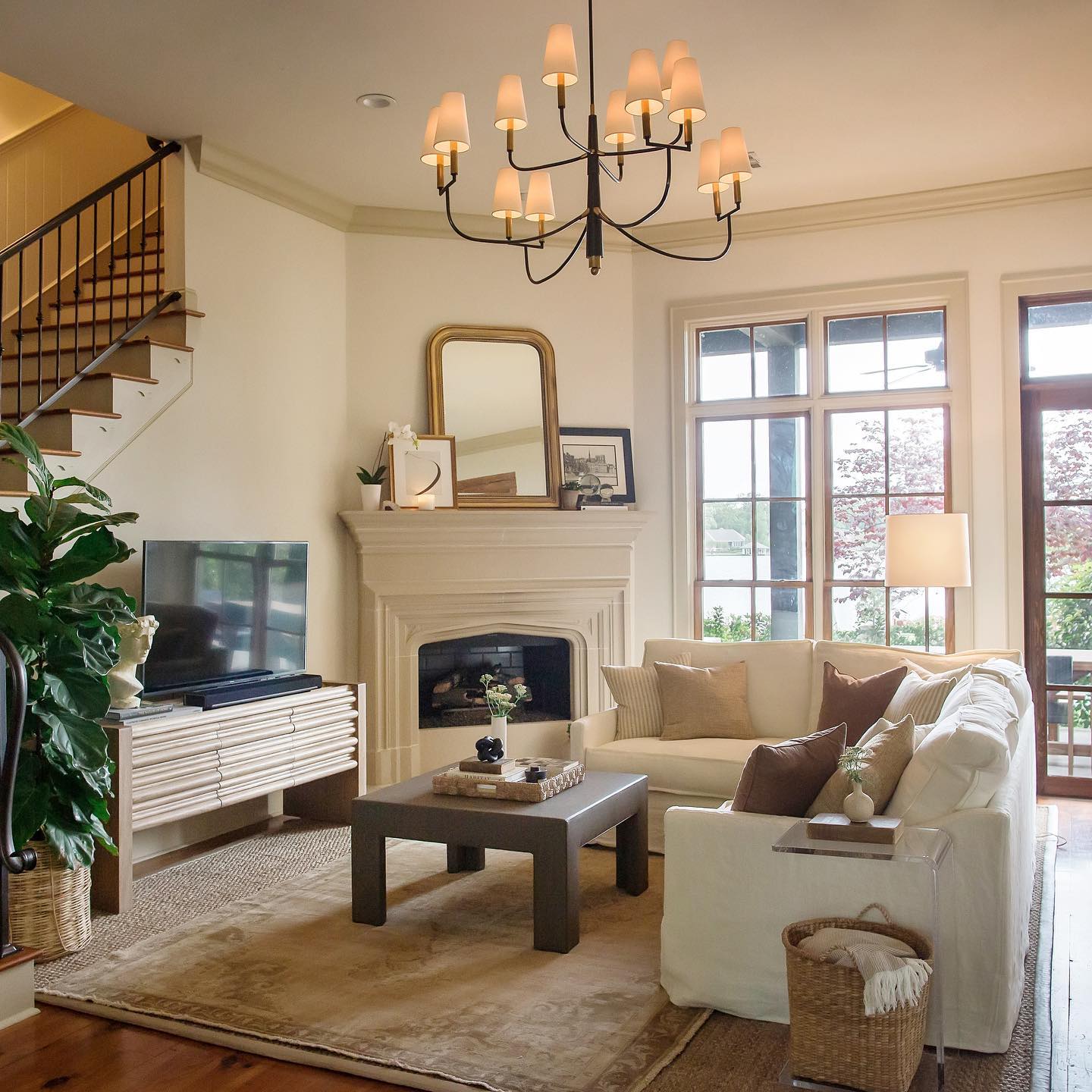 Lyshae Vintage Industrial Brass Fabric Chandelier - Letslighting