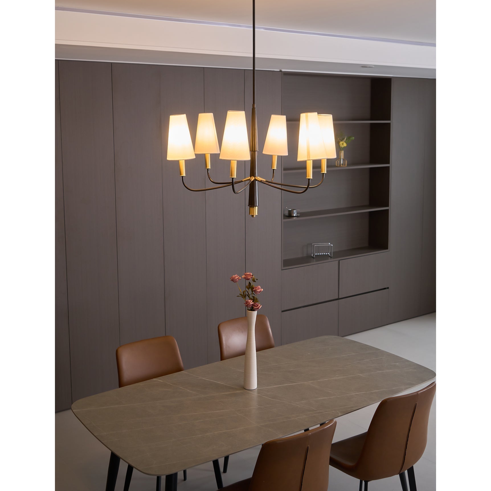 Lyshae Vintage Industrial Brass Fabric Chandelier - Letslighting