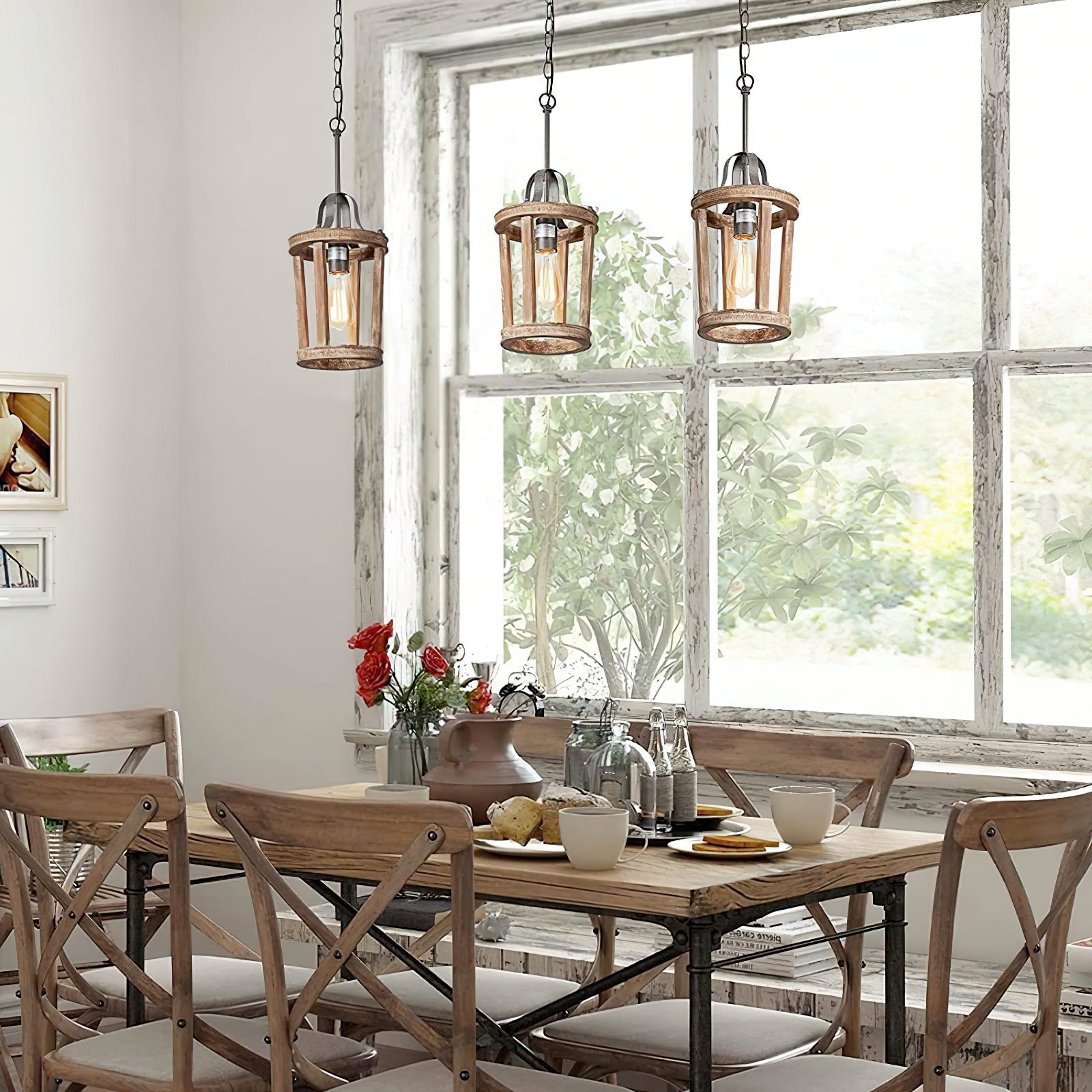 Veraeen Vintage Industrial Wood Pendant Lamp - Letslighting